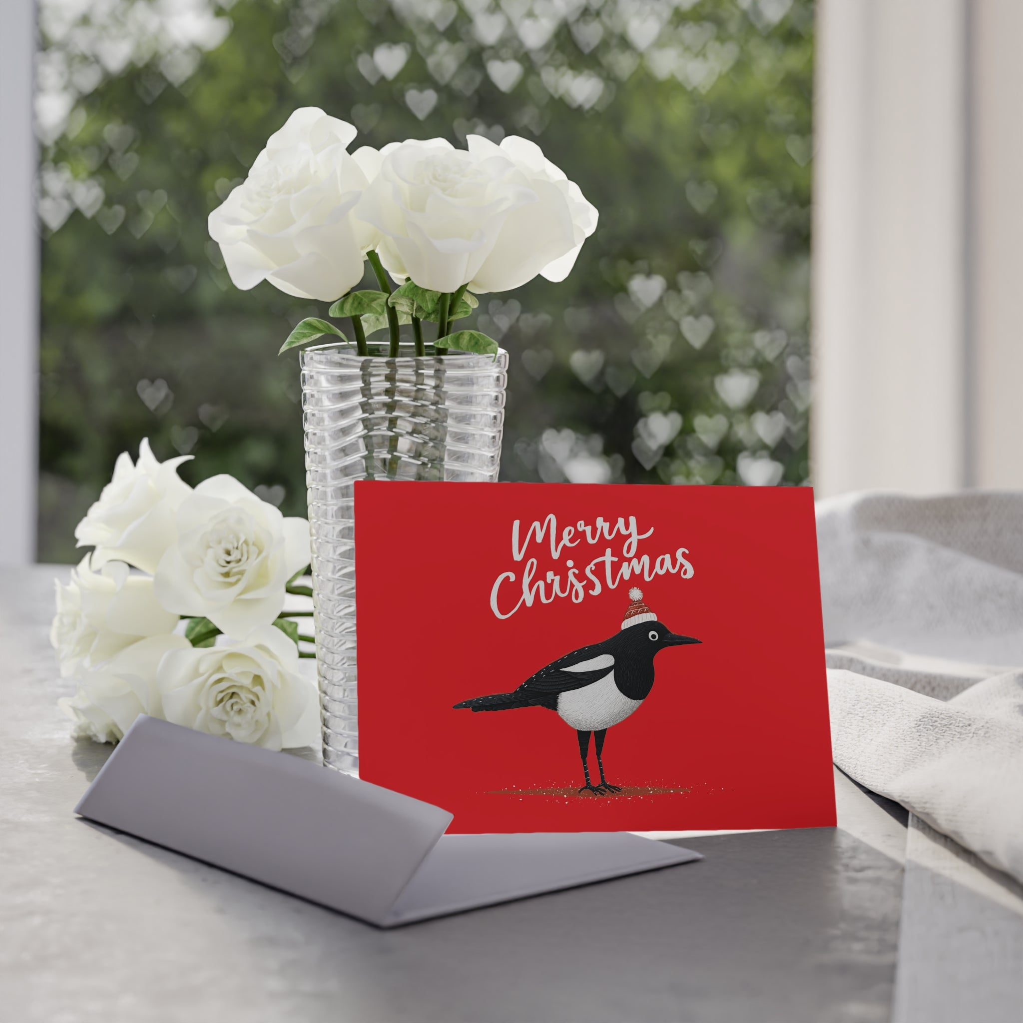 Merry Christmas Holiday Cards, Festive Greeting Cards, Two-Sided Christmas Cards, Chirpy Christmas Cards, Seasonal Greeting Cards,