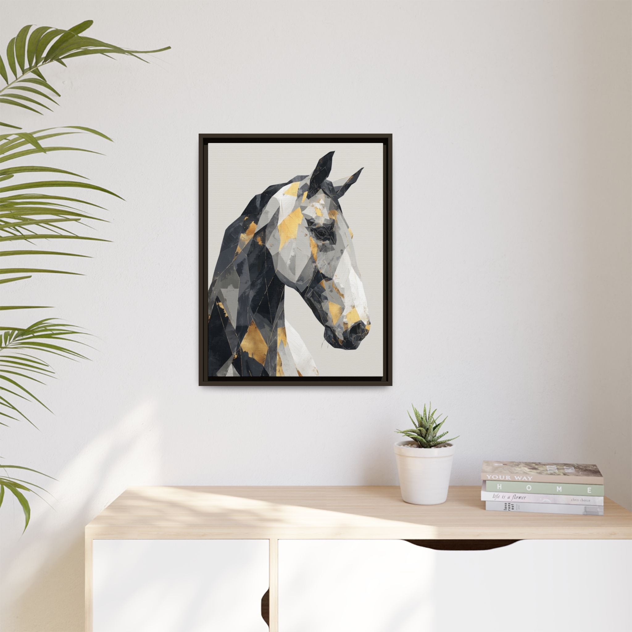 Equine Geometrica: Contemporary Cubist Horse, Metallic Abstract Portrait   |  Personalized & Custom Orders Available