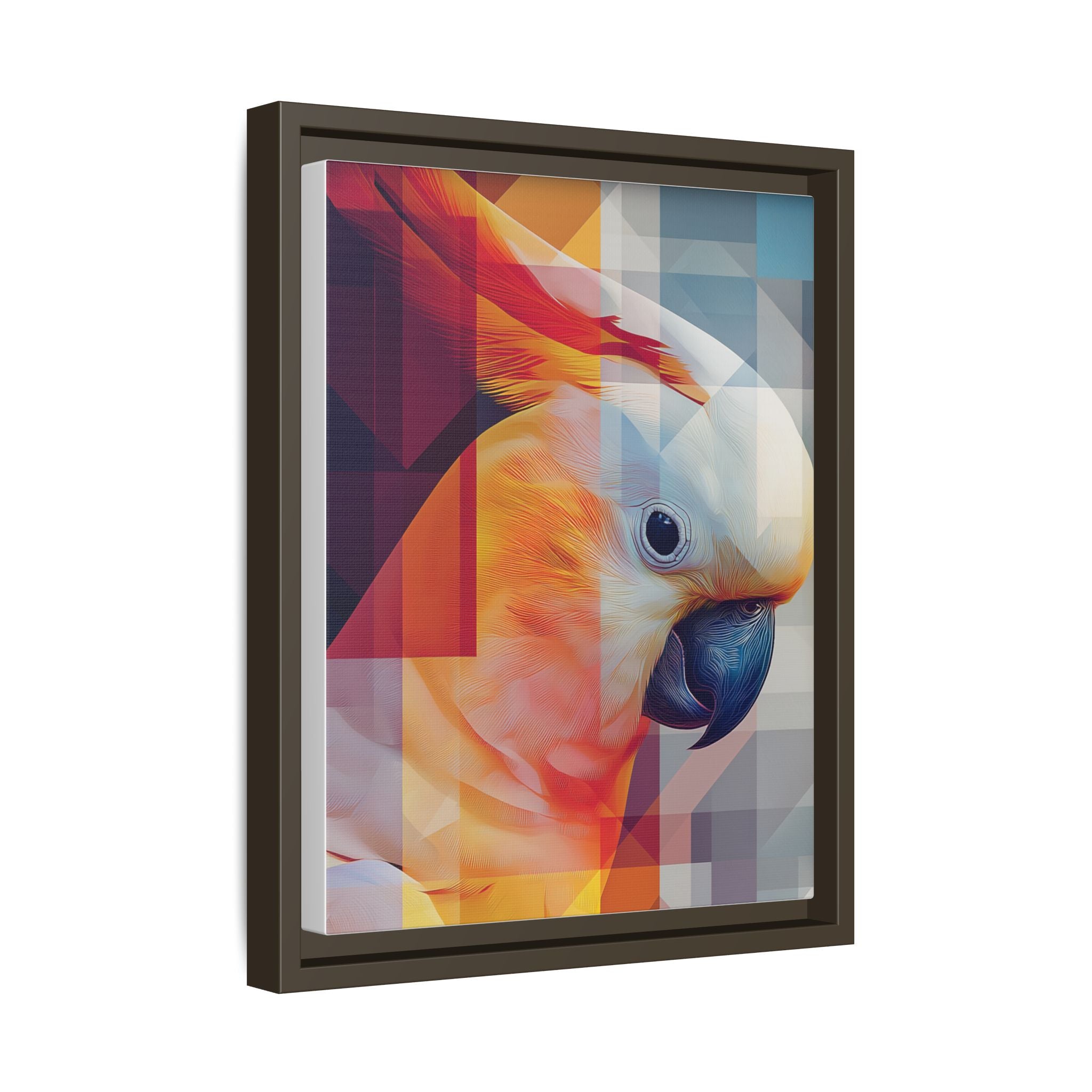 Prismatic Cockatoo Framed Print: Geometric Portrait, Digital Mosaic Artwork   |  Personalized & Custom Orders Available