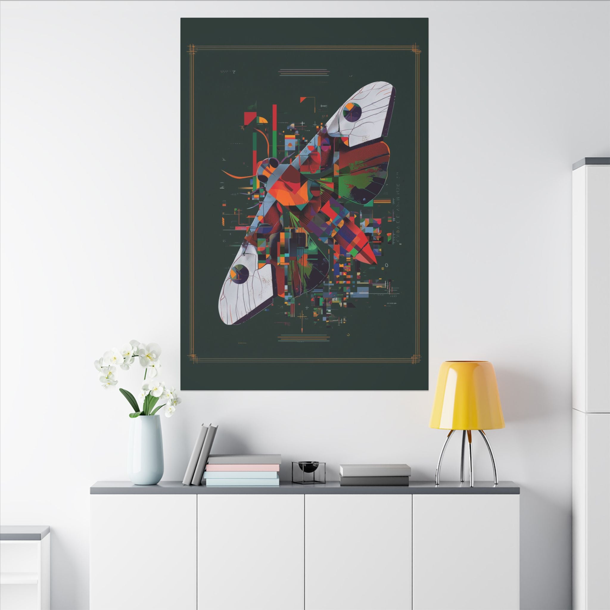 Metamorphic Geometry: Digital Cubist Butterfly, Fragmented Insect Abstraction   |    Custom Orders Available