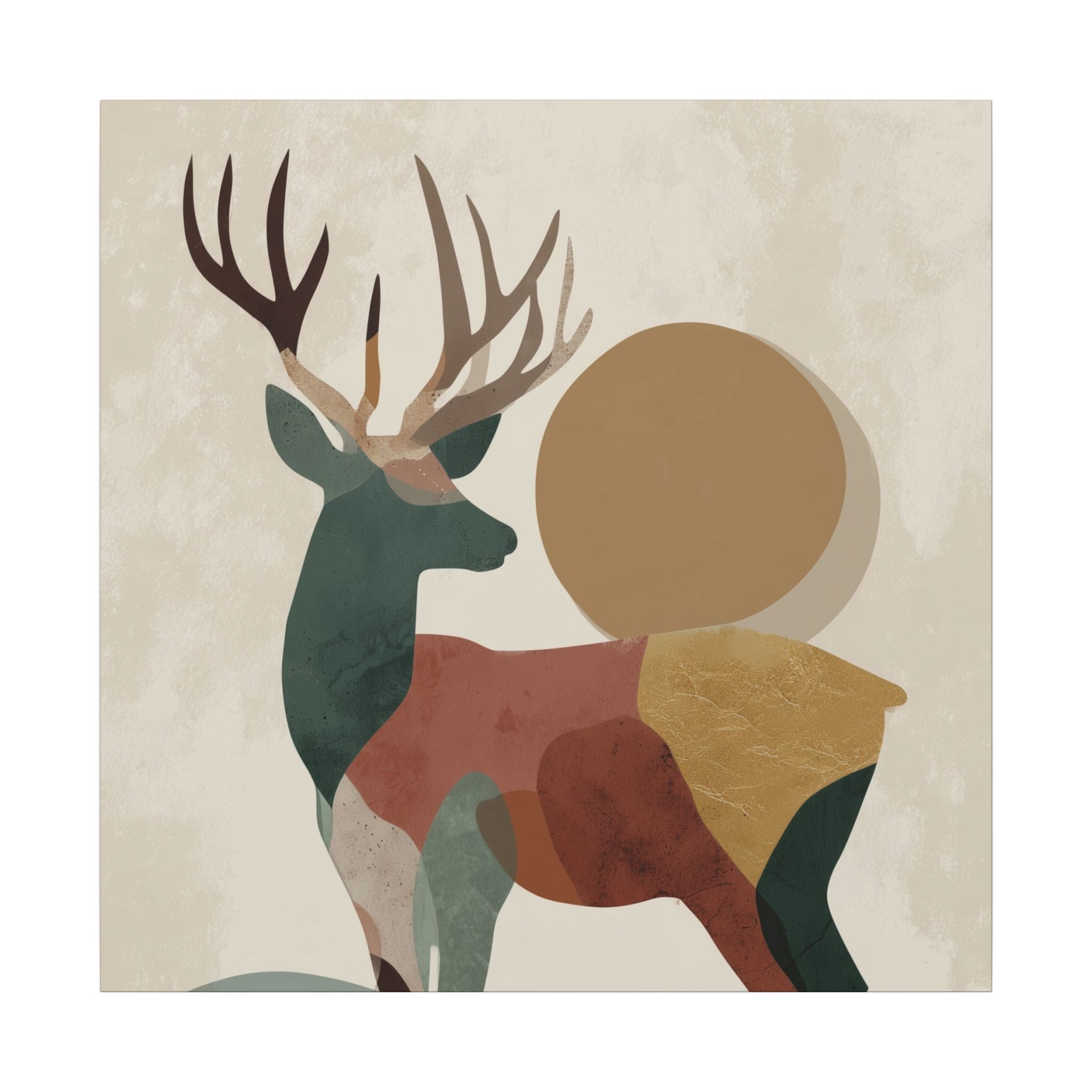 Majestic Deer Geometrica: Modern Nature Abstraction, Minimalist Wildlife Art, Earthy Tones Geometric Design   |  Personalized & Custom