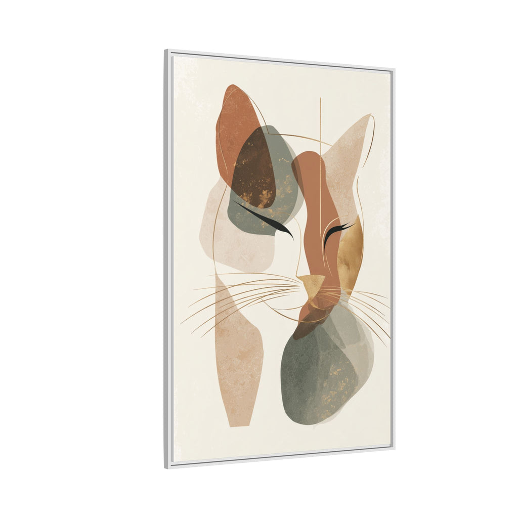 Feline Geometry: Abstract Cat Portrait, Minimalist Earth Tones   |  Personalized & Custom Orders Available
