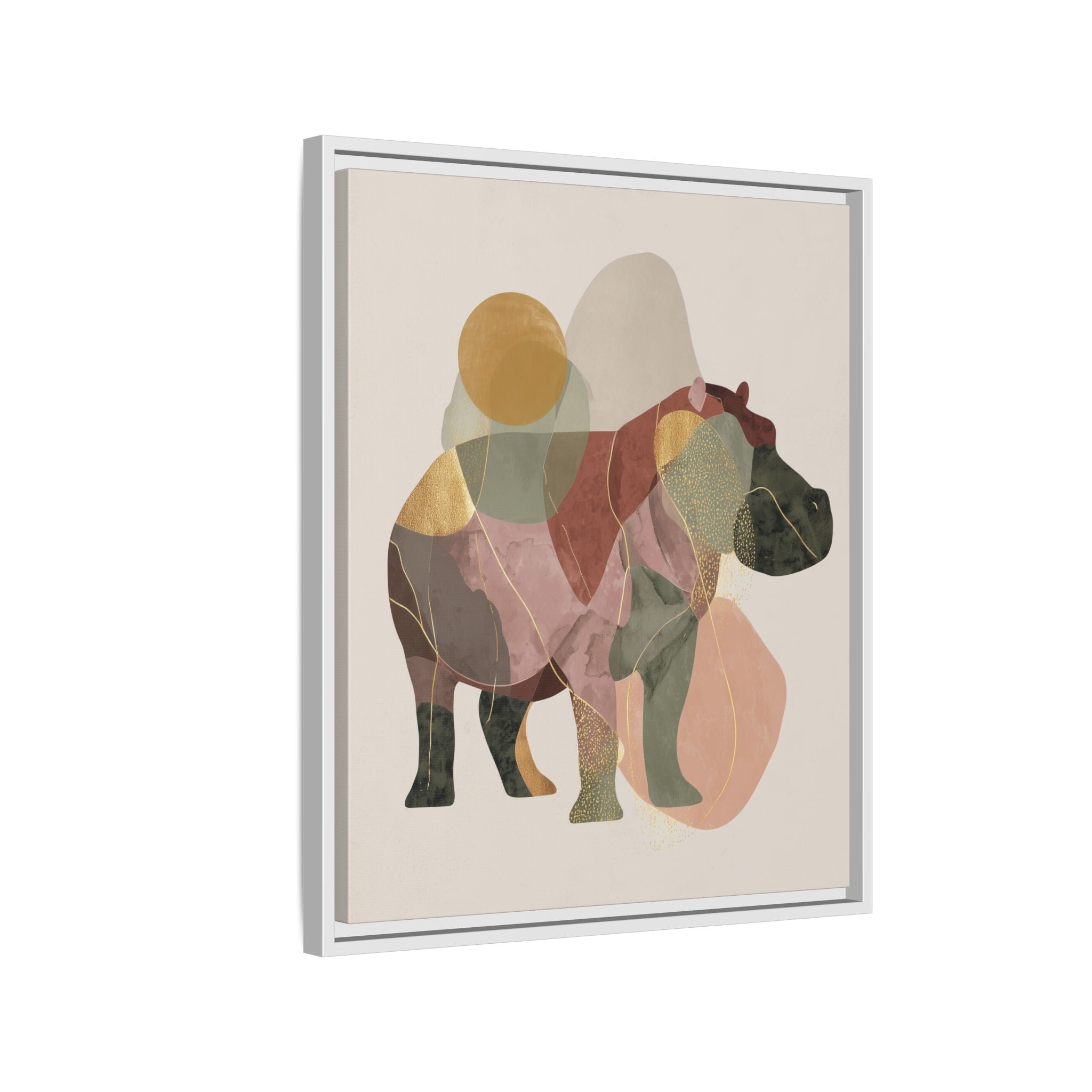 Geometric Hippo: Abstract Animal Art, Modern Watercolor Shapes   |  Personalized & Custom Orders Available