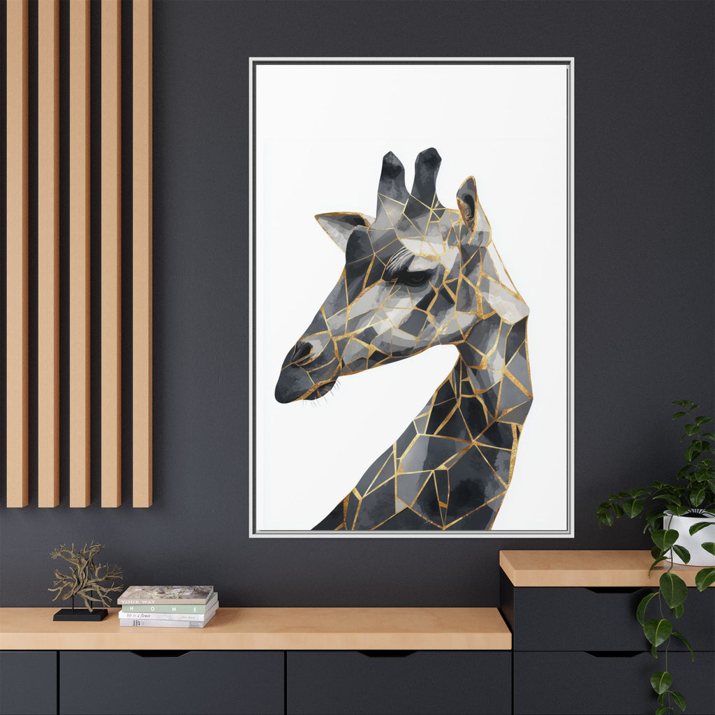 Geometric Giraffe Framed Print : Modern Mosaic Wildlife Art, Contemporary Golden Fragments   |  Personalized & Custom Orders Available