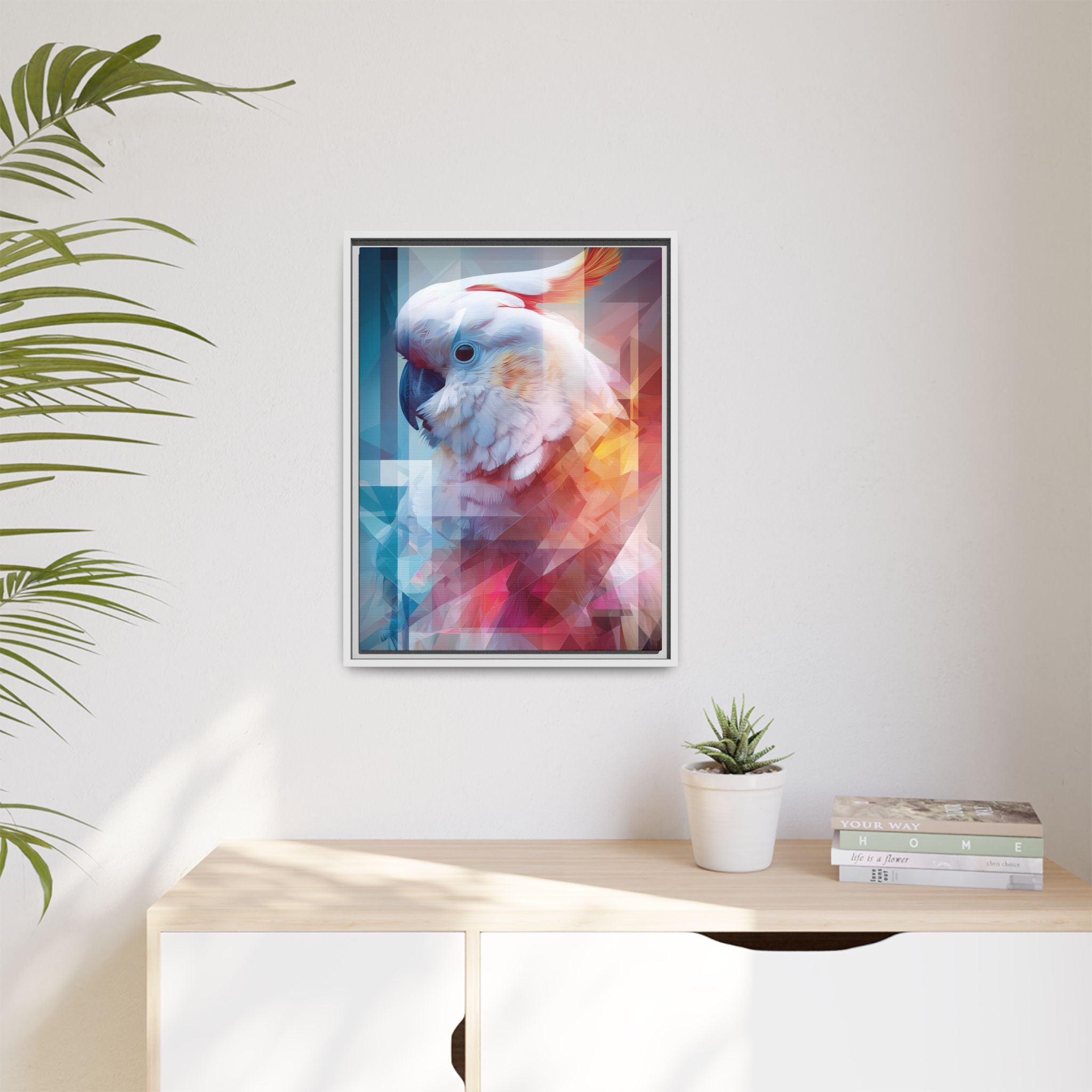 Fractured Cockatoo: Geometric Wildlife Portrait, Low-Poly Digital Art   |    Custom Orders Available