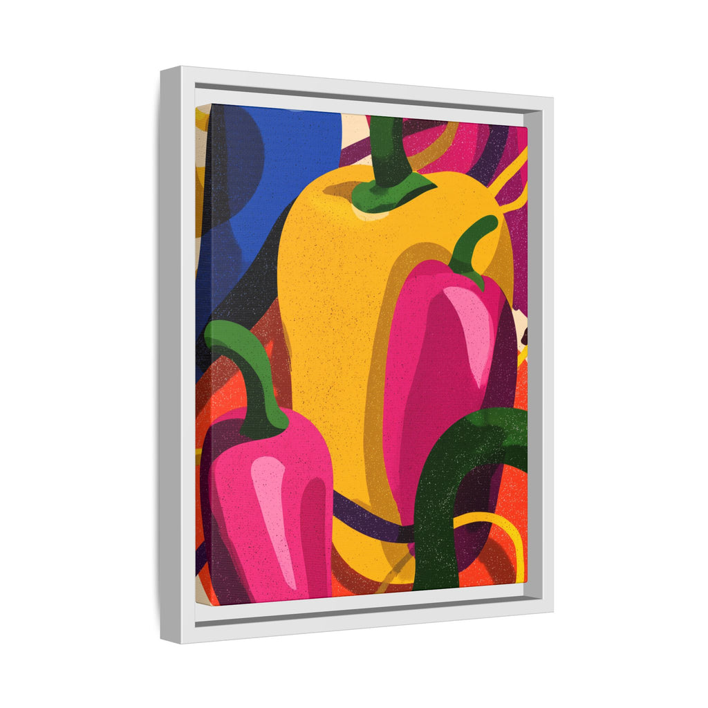 Canvas Art, Abstract Geometric Bell Peppers, Framed Wall Decor Print, Kitchen Wall Art, Modern Home Decor, Foodie Gift