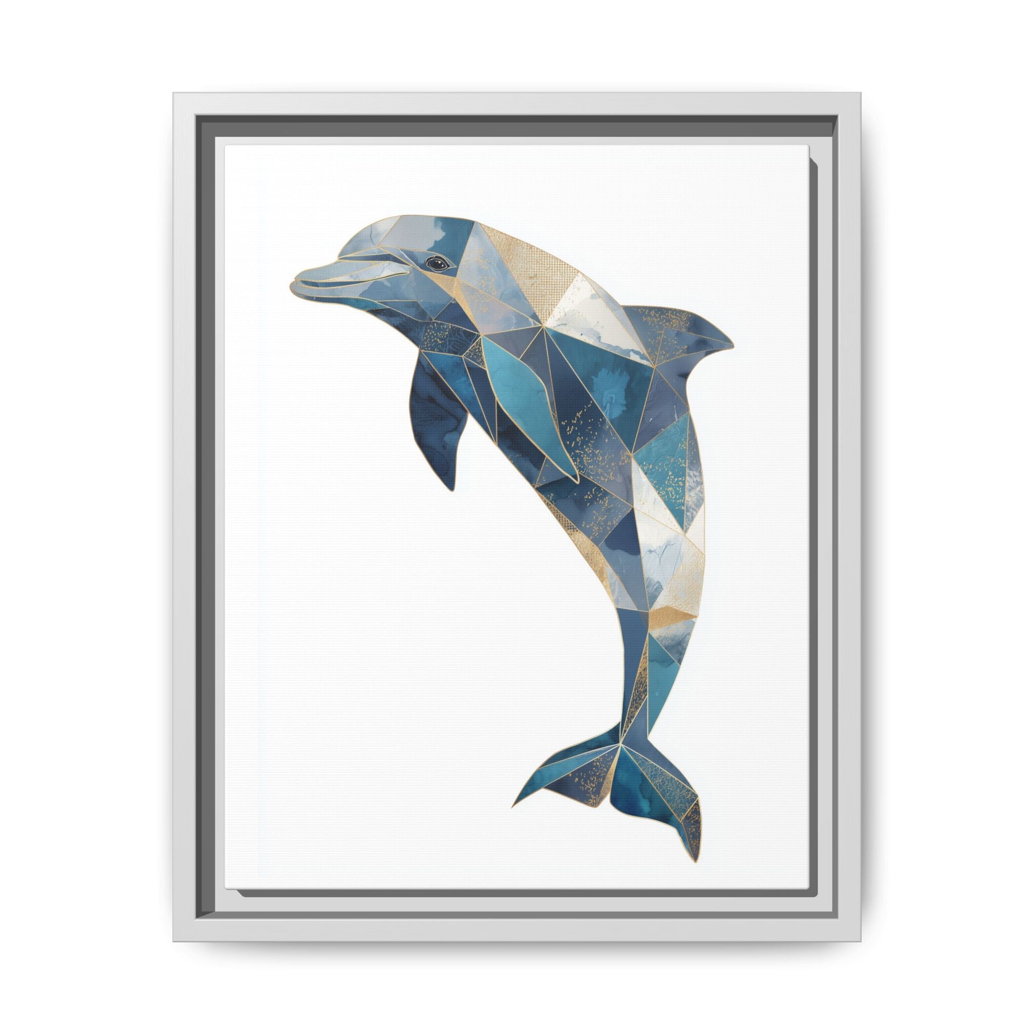 Geometric Dolphin Mosaic Framed Print , Contemporary Marine Art   |  Personalized & Custom Orders Available