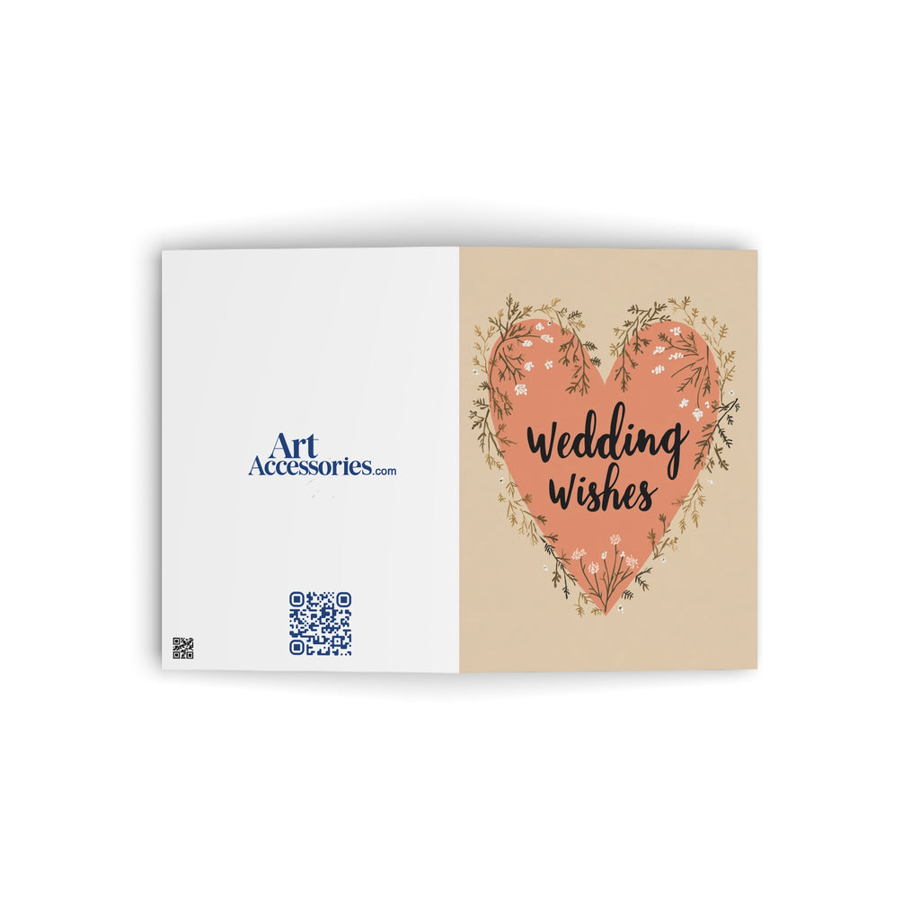 Wedding Wishes Greeting Card — Floral Heart Wedding Card for Newlyweds