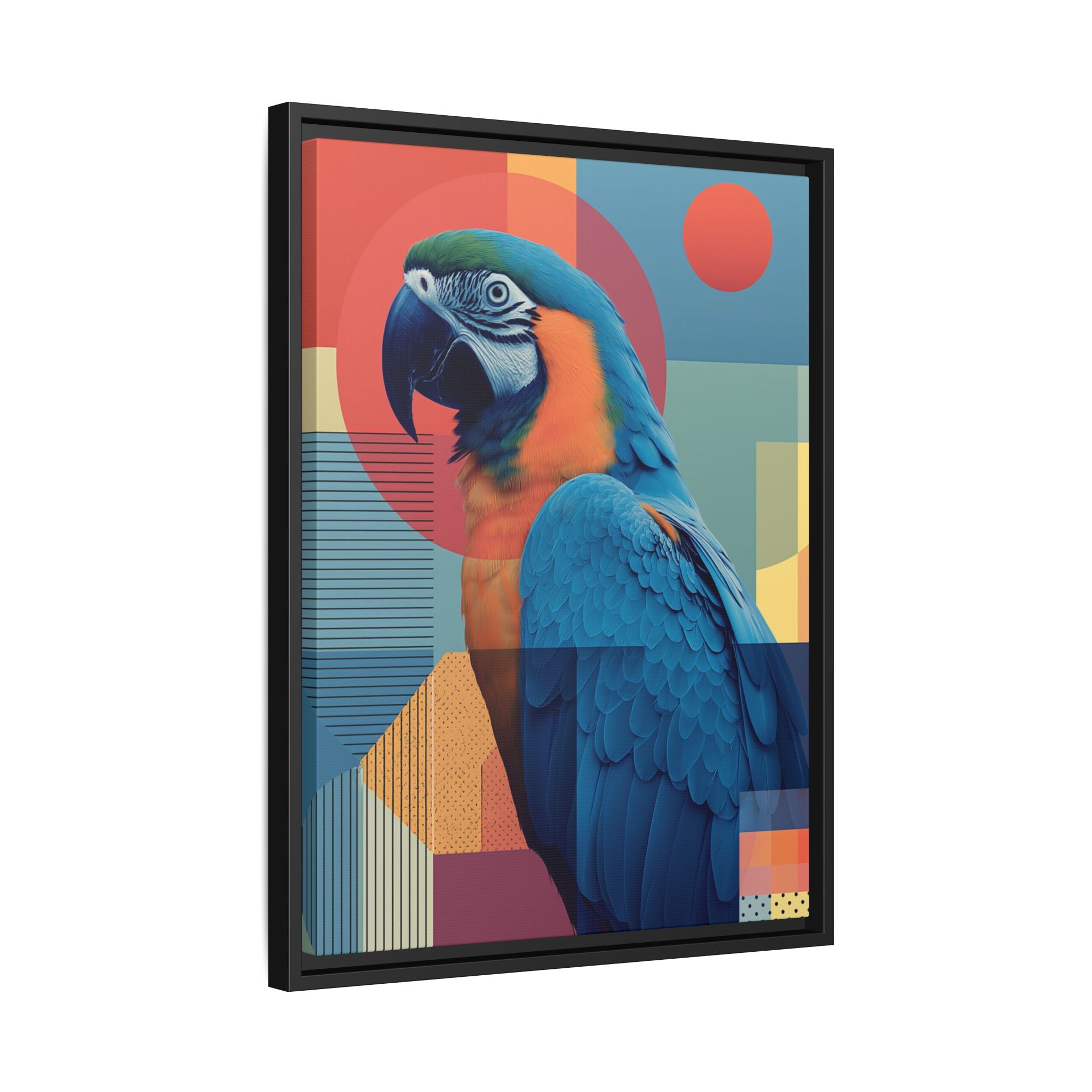 Macaw Geometric Framed Print : Mid-Century Modern Bird Art, Tropical Parrot Print   |  Personalized & Custom Orders Available