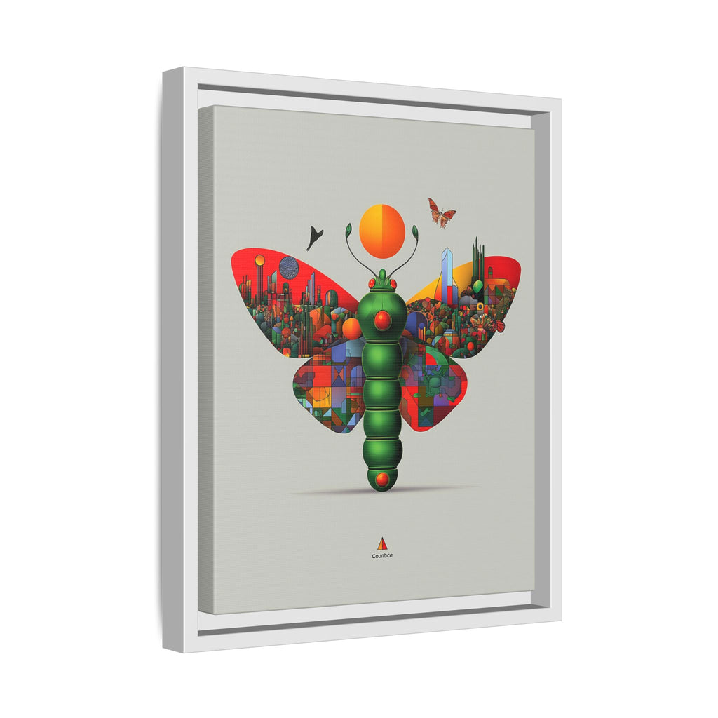 Urban Metamorphosis Framed Print: Geometric Cityscape Butterfly, Digital Surrealism Collage   |  Custom Orders Available