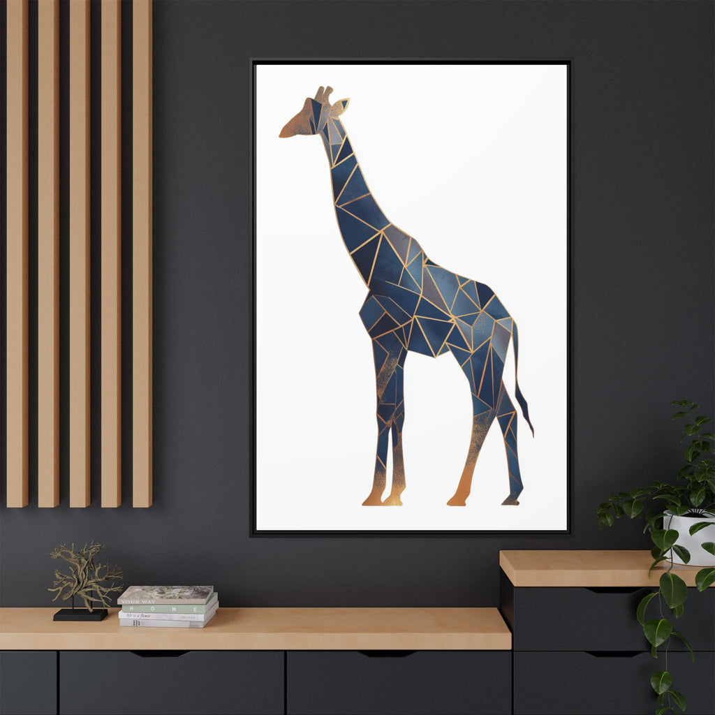 Geometric Giraffe Framed Print : Faceted Blue Mosaic, Modern Wildlife Art   |  Personalized & Custom Orders Available