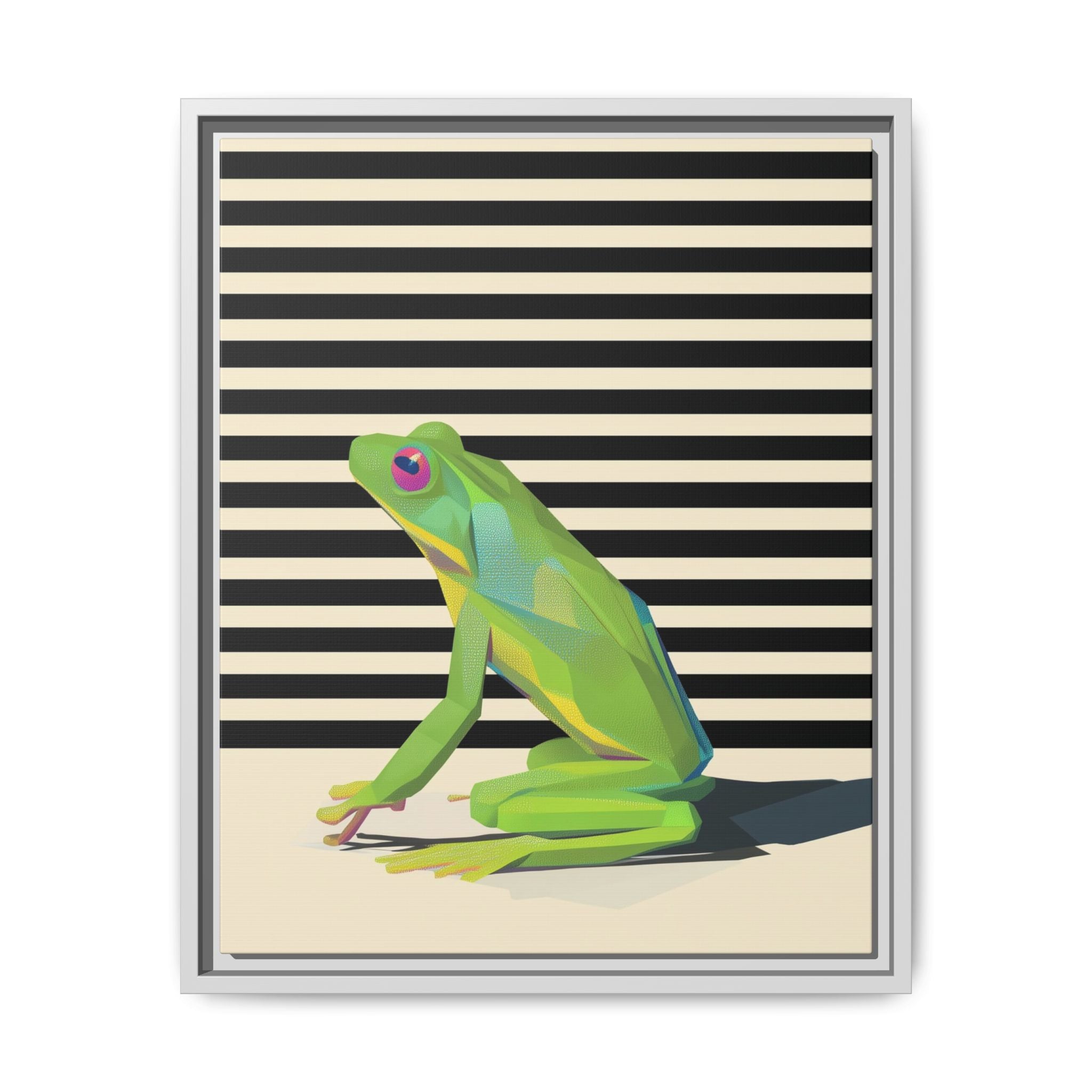 Stylized Frog Portrait Framed Print , Minimalist Pop Art Design   |  Personalized & Custom Orders Available