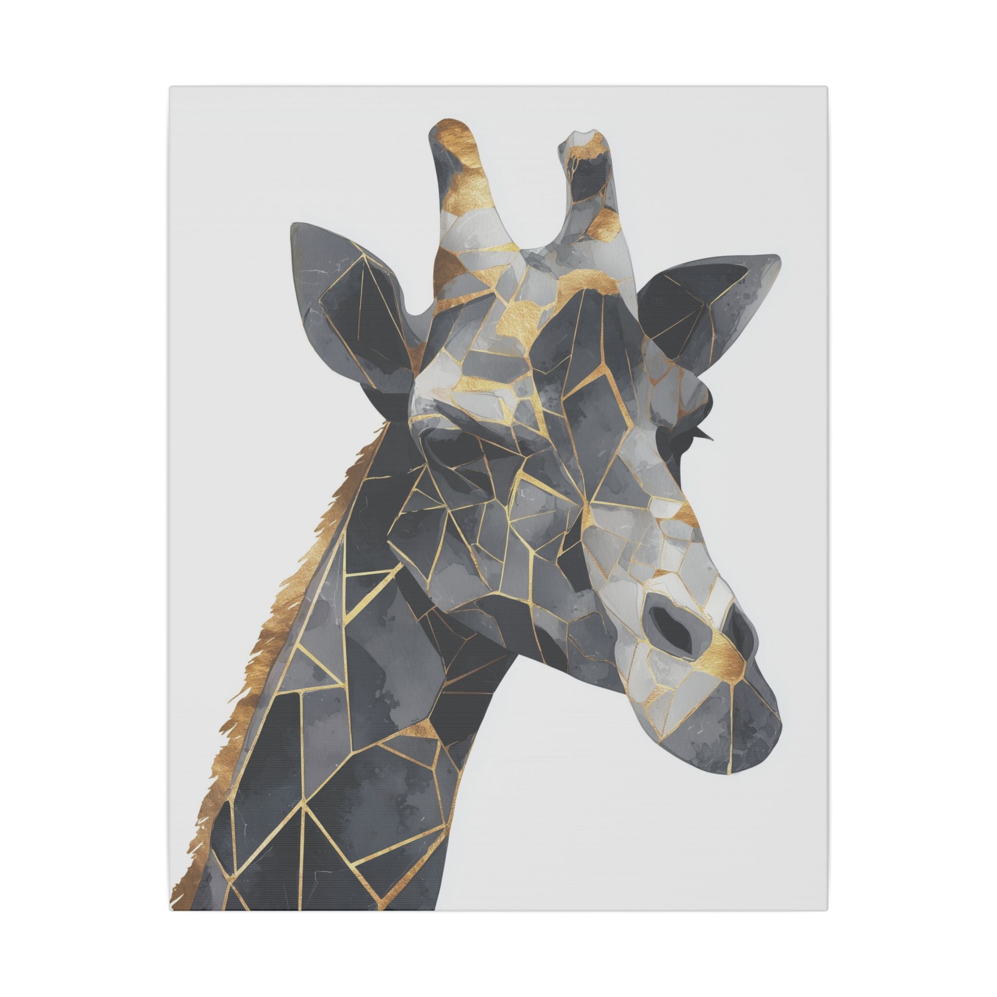 Fractured Majesty: Geometric Giraffe Portrait, Metallic Mosaic Art, Modern Animal Abstract Design   |  Personalized & Custom Orders