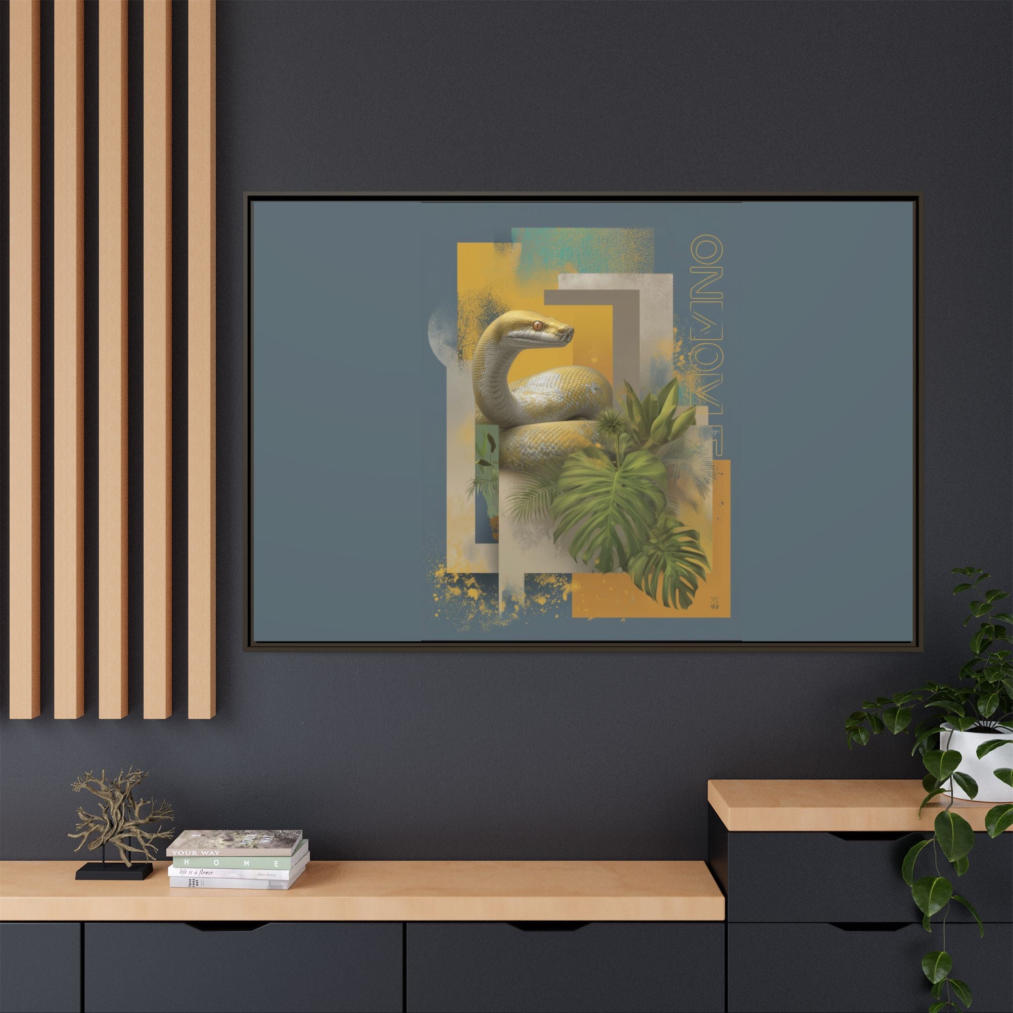 Serpent in Geometry: Tropical Albino Snake Portrait, Modern Botanical Illustration   |    Custom Orders Available