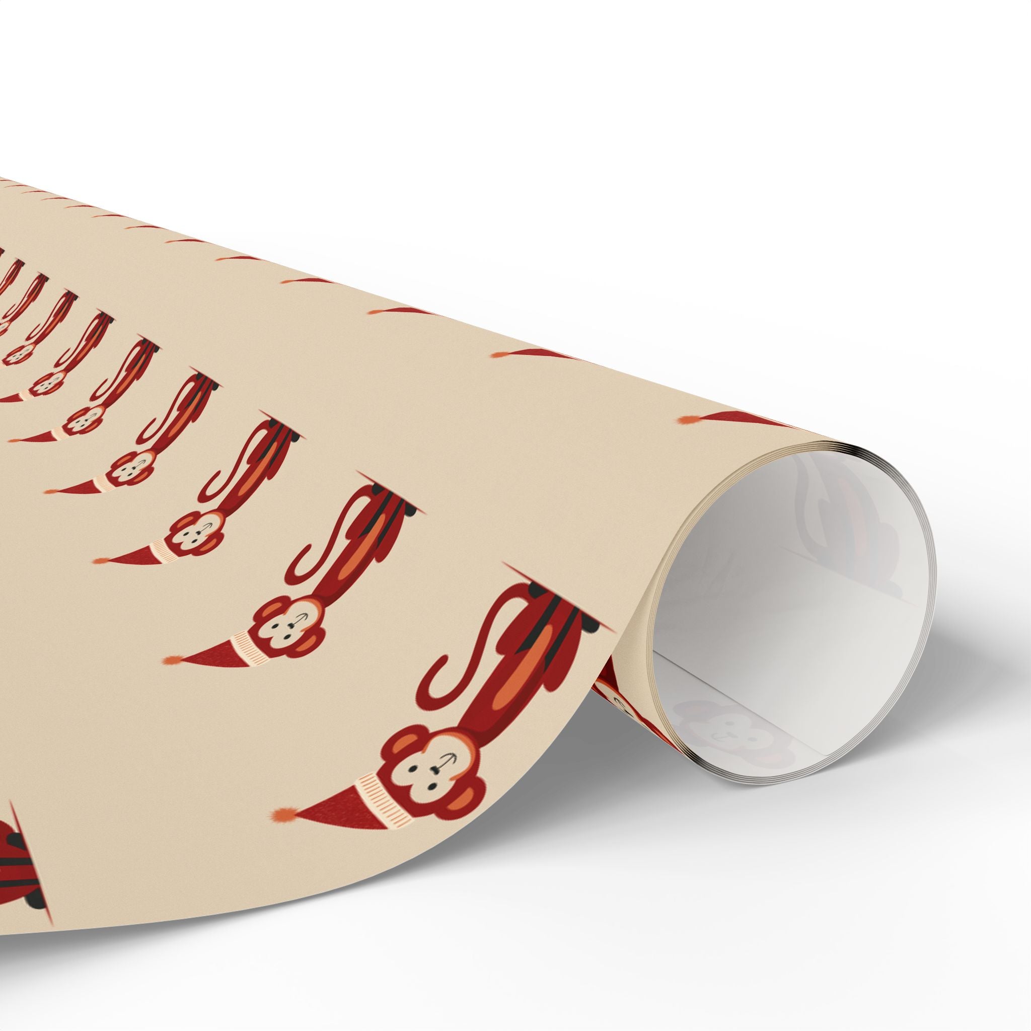 Cute Monkey Festive Wrapping Paper - Cute Holiday Designs with Monkeys and Santa, Gift Wrapping, Christmas, Birthday, Baby Shower, Jungle