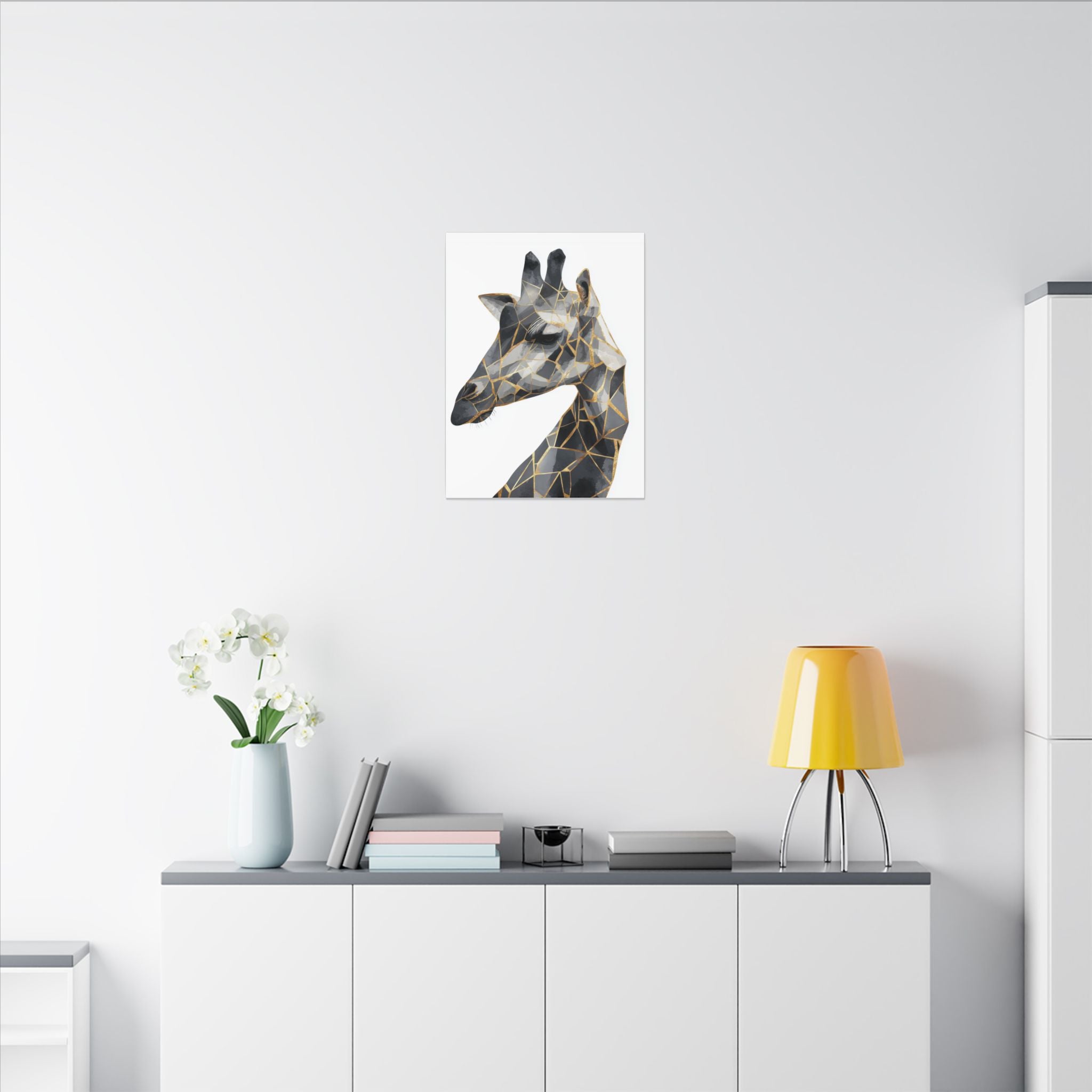 Geometric Giraffe: Modern Mosaic Art, Angular Wildlife Portrait, Monochromatic Polygon Design   |  Personalized & Custom Orders Available