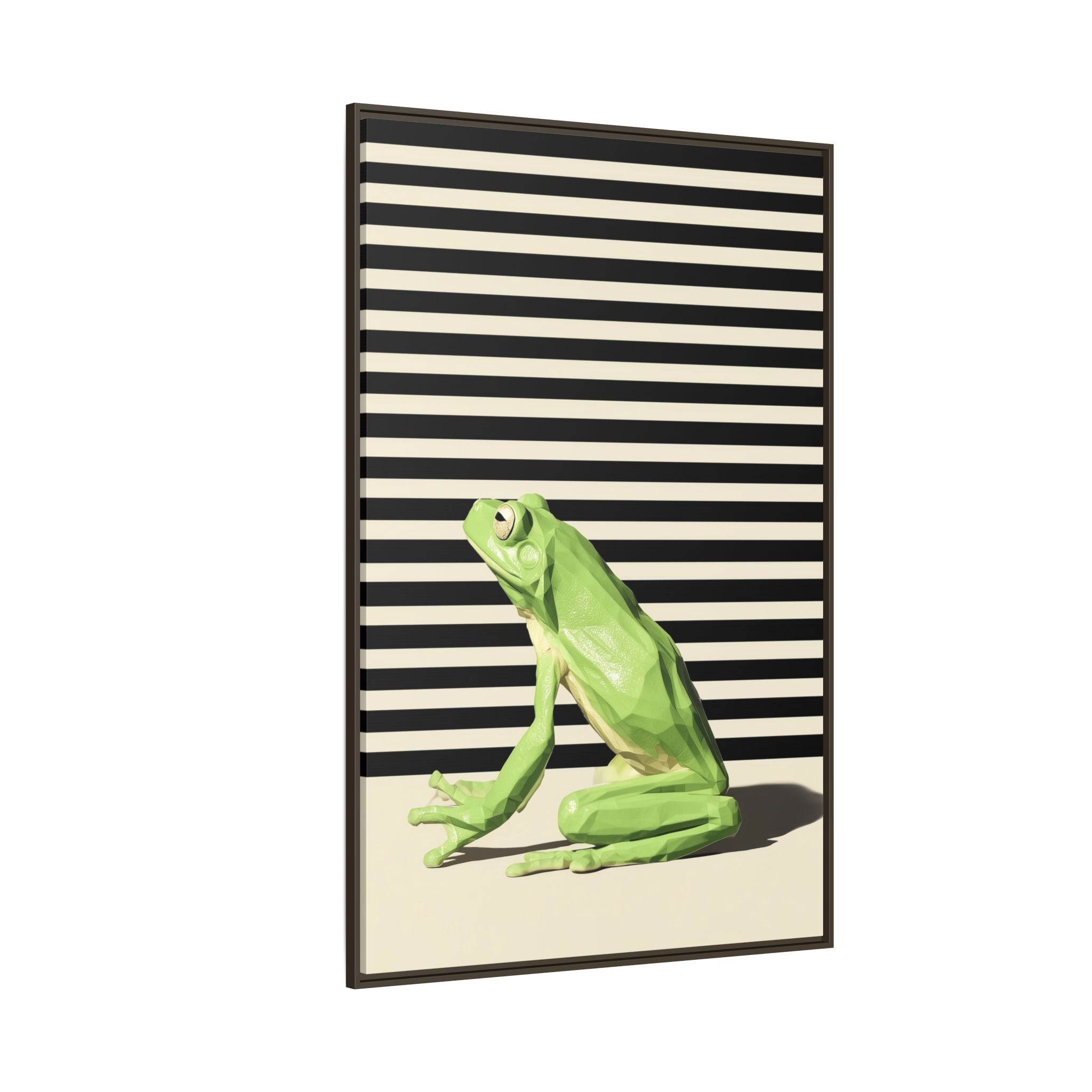 Geometric Frog Framed Print : Low-Poly Amphibian Design, Contemporary Minimalist Art   |  Personalized & Custom Orders Available