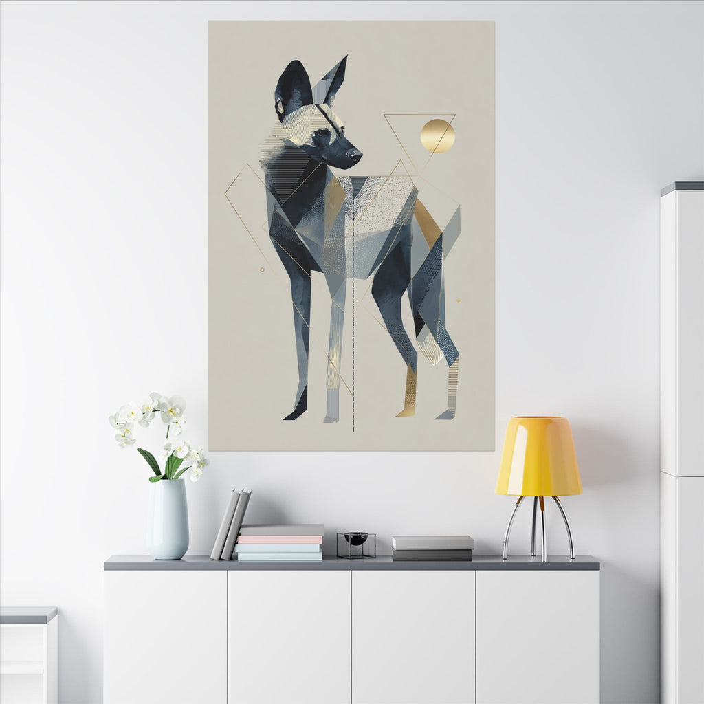 Geometric Canine: Abstract Dog Portrait, Modern Graphic Design, Metallic Blue Composition   |  Personalized & Custom Orders Available