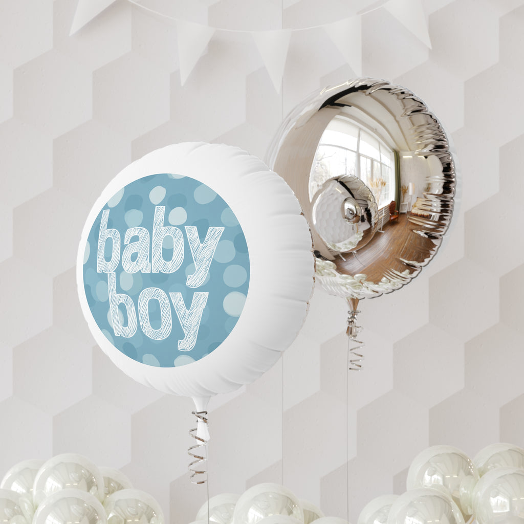 Baby Boy Mylar Helium Balloon – Blue Polka Dot Shower & Newborn Celebration