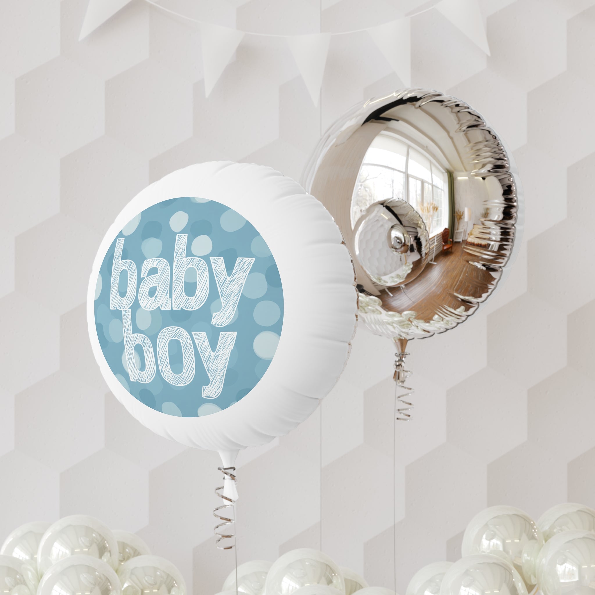 Baby Boy Mylar Helium Balloon – Blue Polka Dot Shower & Newborn Celebration
