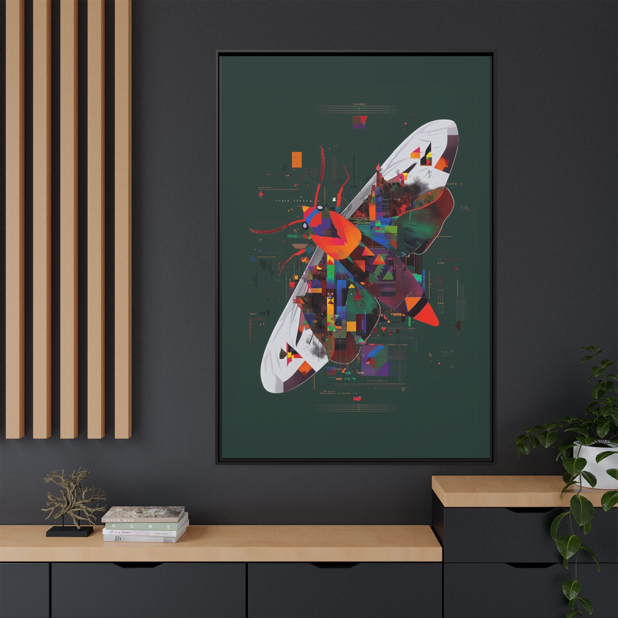 Digital Metamorphosis Framed Print : Geometric Butterfly Synthesis, Technological Nature Rendering   |   Custom Orders Available