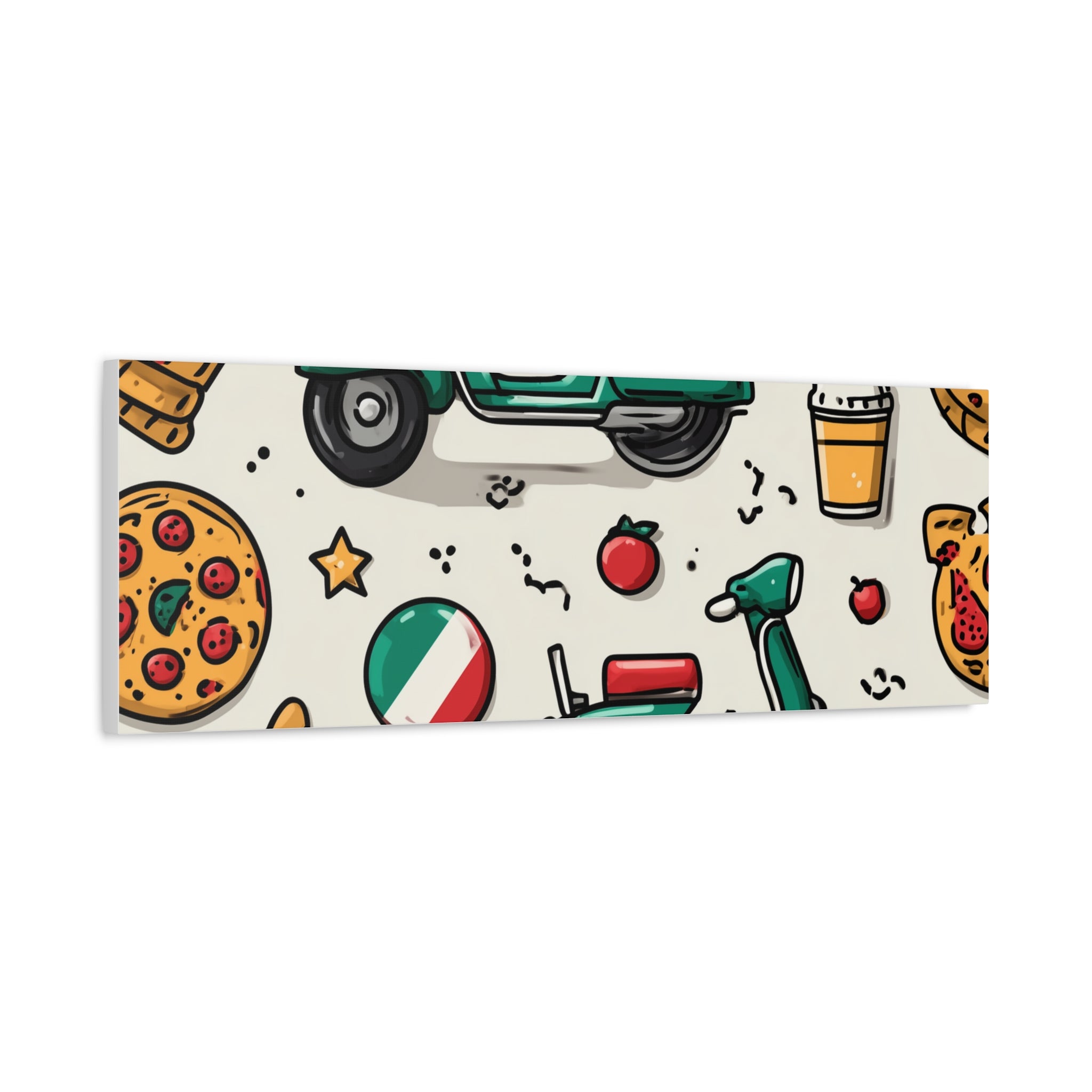 Vibrant Travel Nostalgia Canvas Art, Scooter Decor, Foodie Wall Art, Fun Home Decor, Gift for Adventurers, Kitchen Wall Hanging