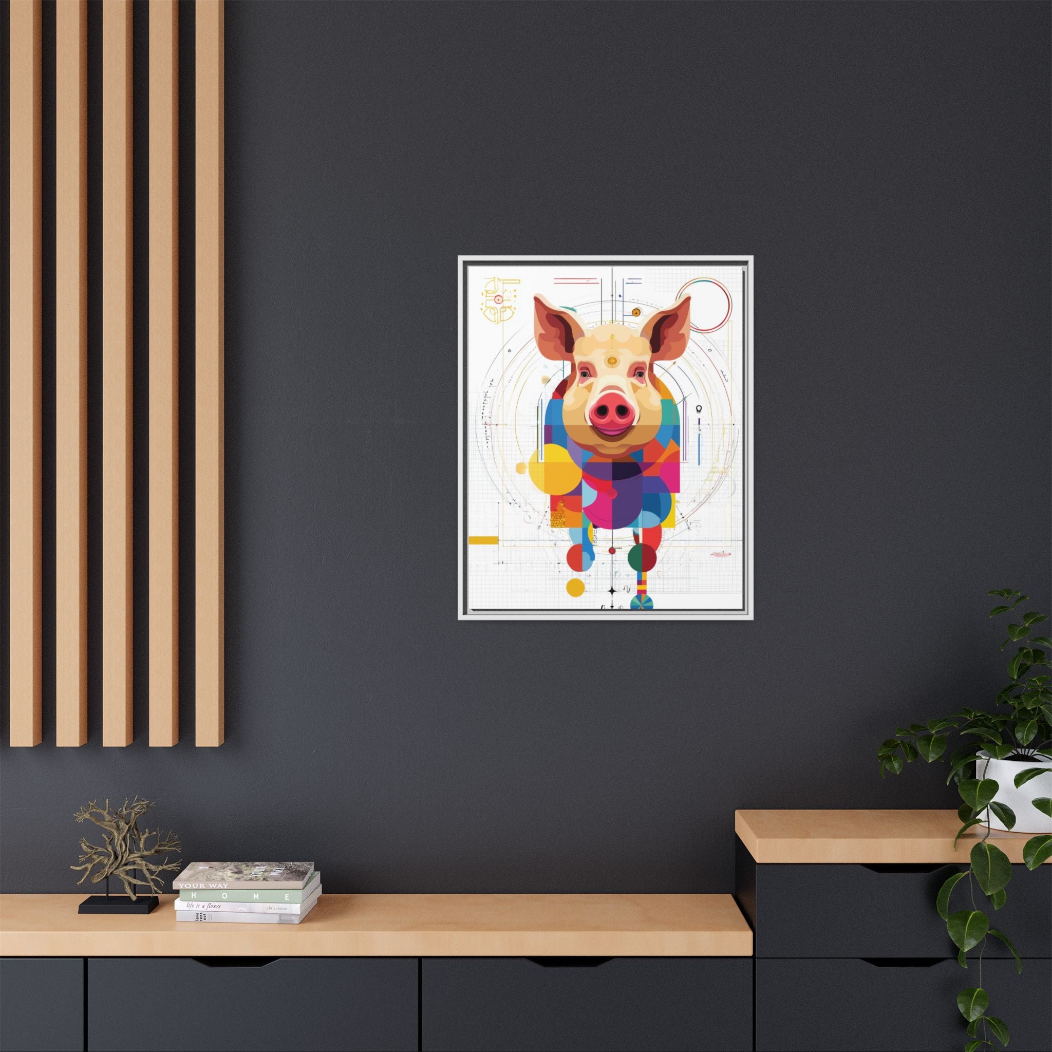 Geometric Pig: Digital Cubist Portrait, Mathematical Animal Abstraction   |    Custom Orders Available
