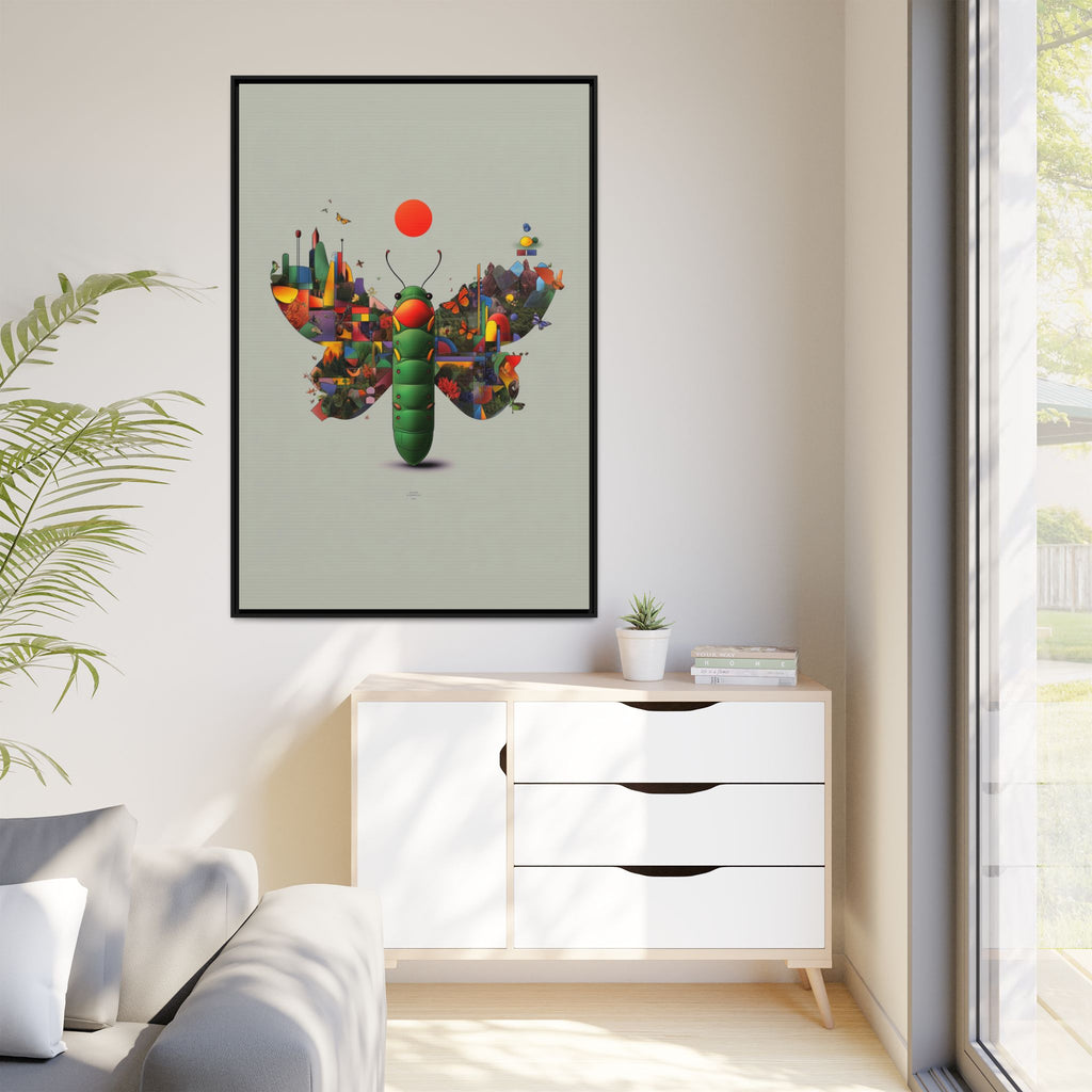Geometric Chrysalis Framed Print : Butterfly Transformation, Digital Abstract Landscape Metaphor   |  Personalized & Custom Orders