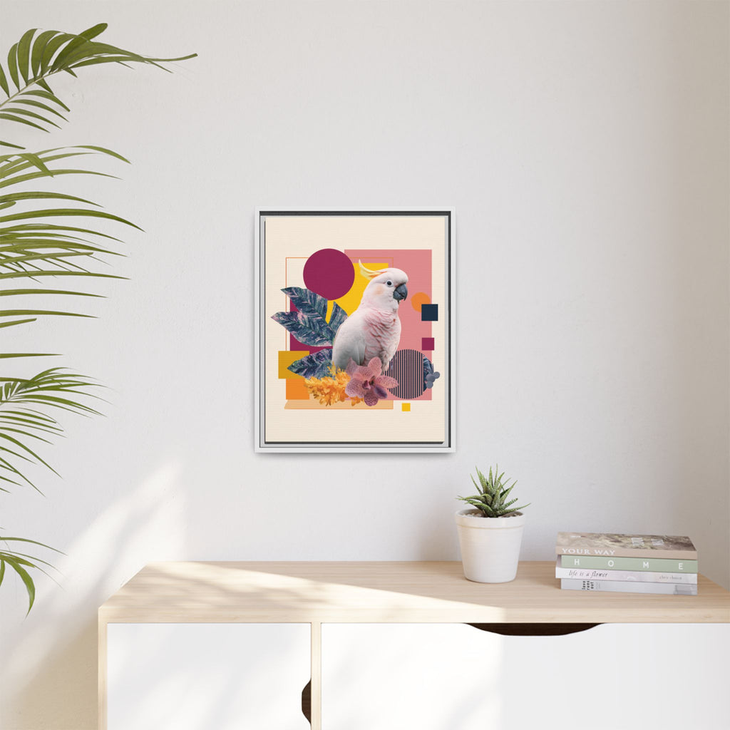 Cockatoo Geometric Framed Print : Tropical Digital Collage, Modern Abstract Design   |  Personalized & Custom Orders Available