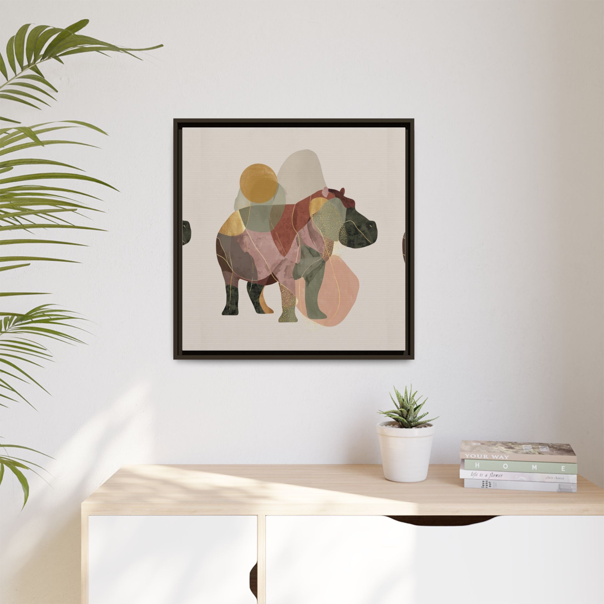 Fragmented Hippopotamus: Geometric Abstract Art, Minimalist Animal Portrait   |  Personalized & Custom Orders Available