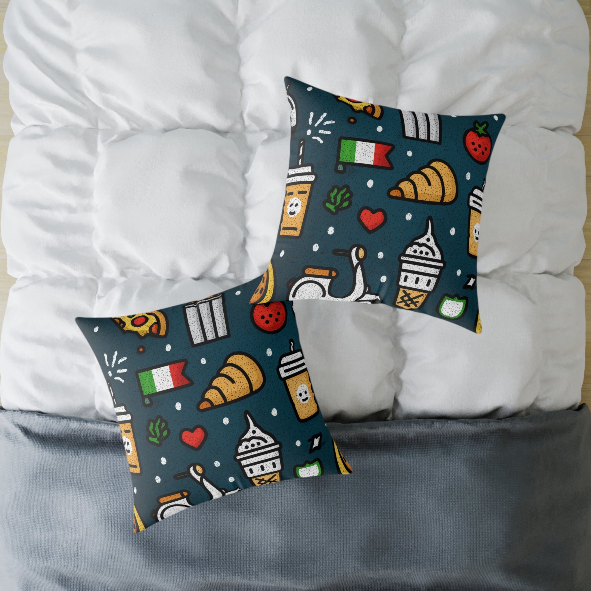 Charming Italy Themed Decorative Pillow, Cozy Couch Accent, Kitchen Decor, Gift for Food Lovers, Fun Home Accessories