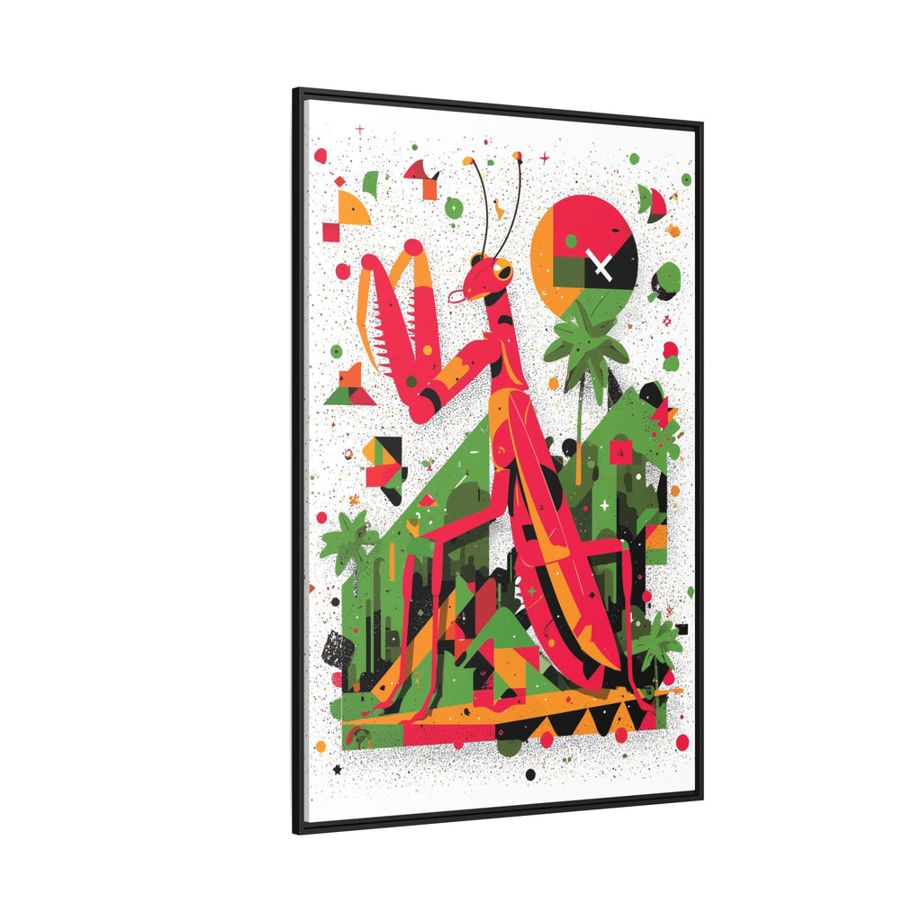 Praying Mantis in Bloom: Geometric Insect Portrait, Abstract Digital Illustration   |    Custom Orders Available