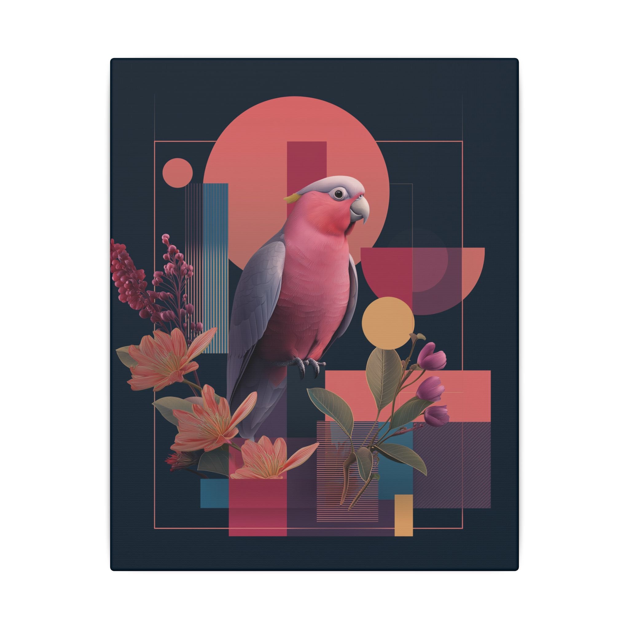 Geometric Parrot Symphony: Digital Neo-Retro Illustration, Abstract Avian Design   |    Custom Orders Available