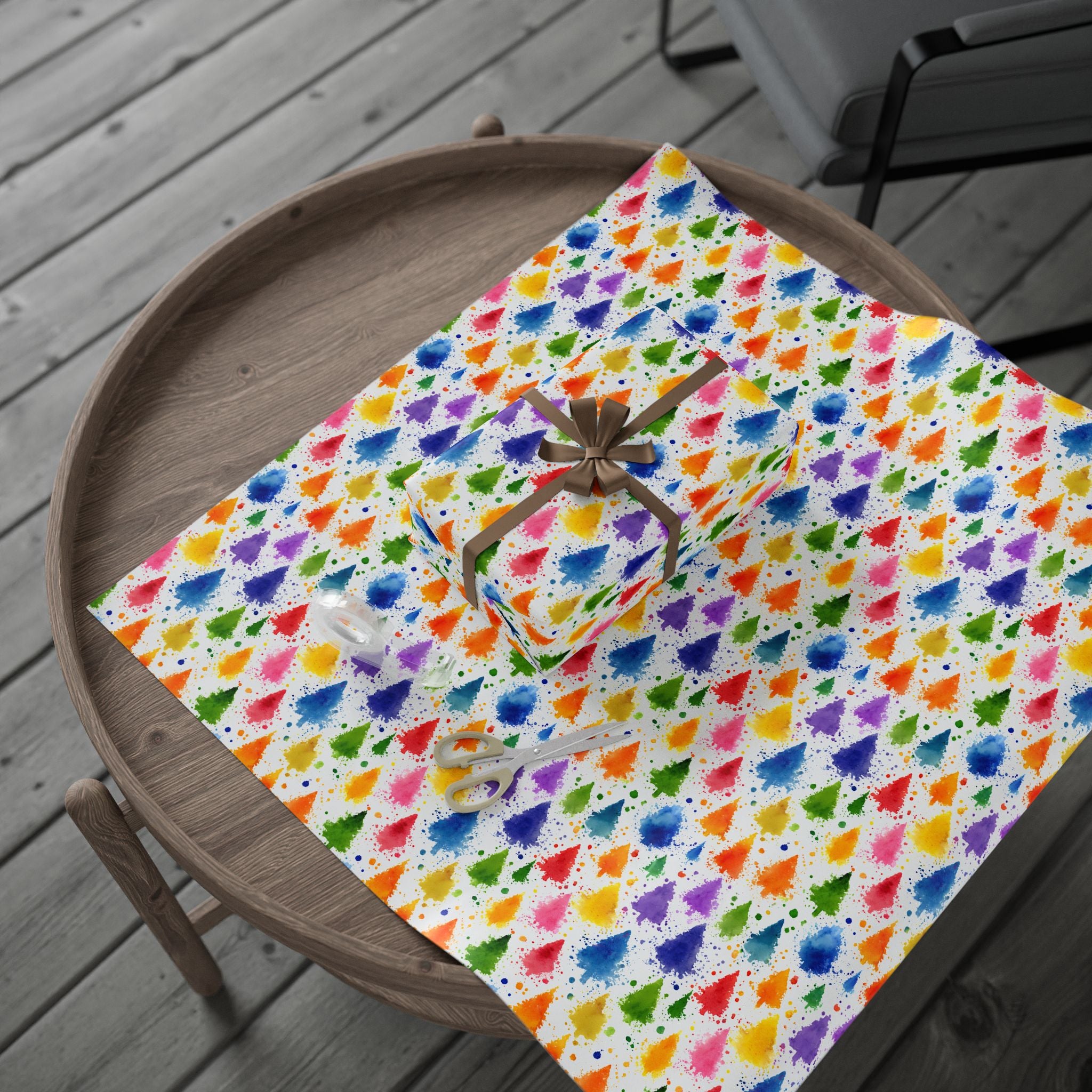 Wrapping Paper Roll — Colorful Paint Splash Gift Wrap for Birthdays & Celebrations