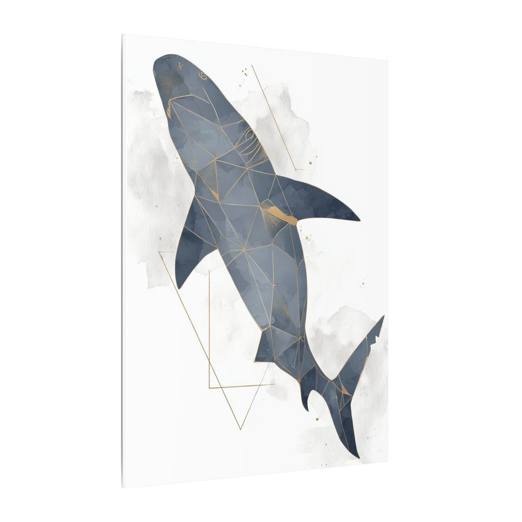Apex Predator: Geometric Marine Portrait, Triangular Mosaic Design, Blue-Gray Shark Art   |  Personalized & Custom Orders Available