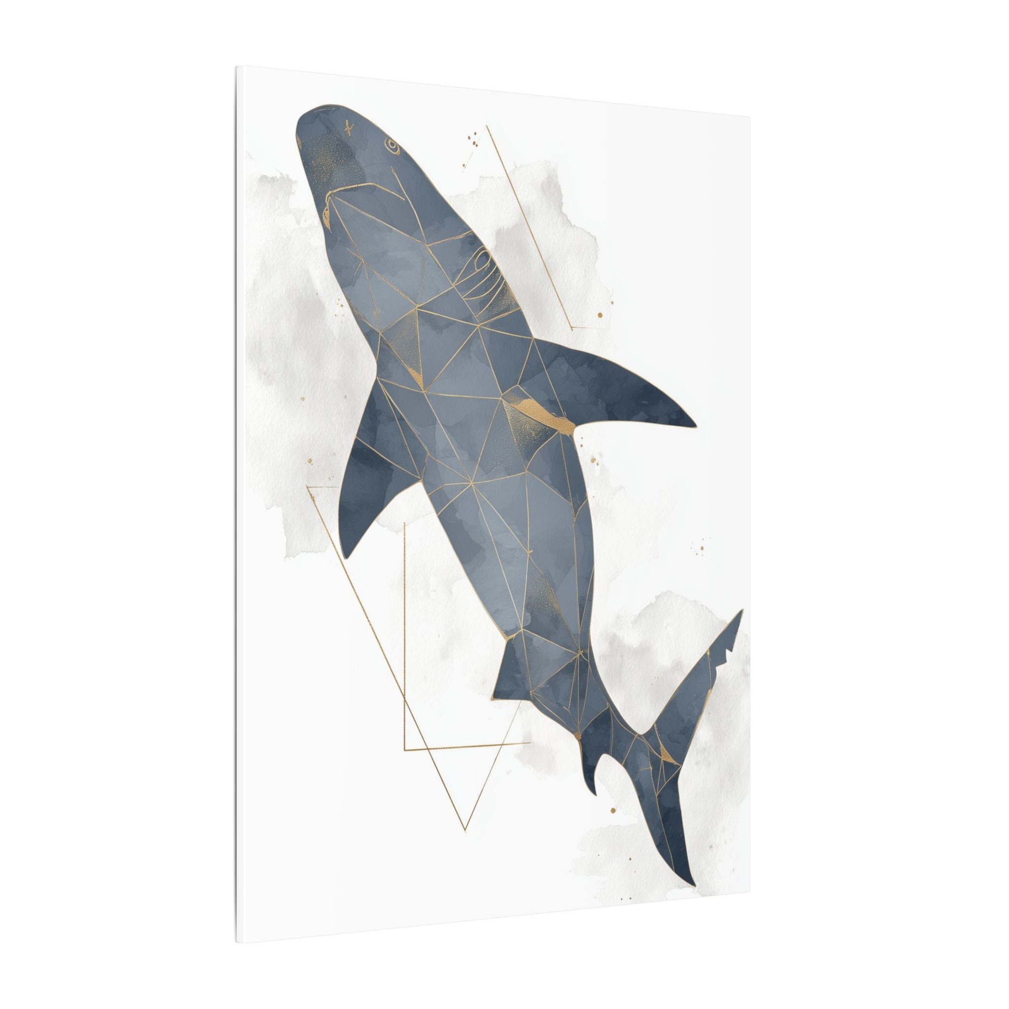 Apex Predator: Geometric Marine Portrait, Triangular Mosaic Design, Blue-Gray Shark Art   |  Personalized & Custom Orders Available