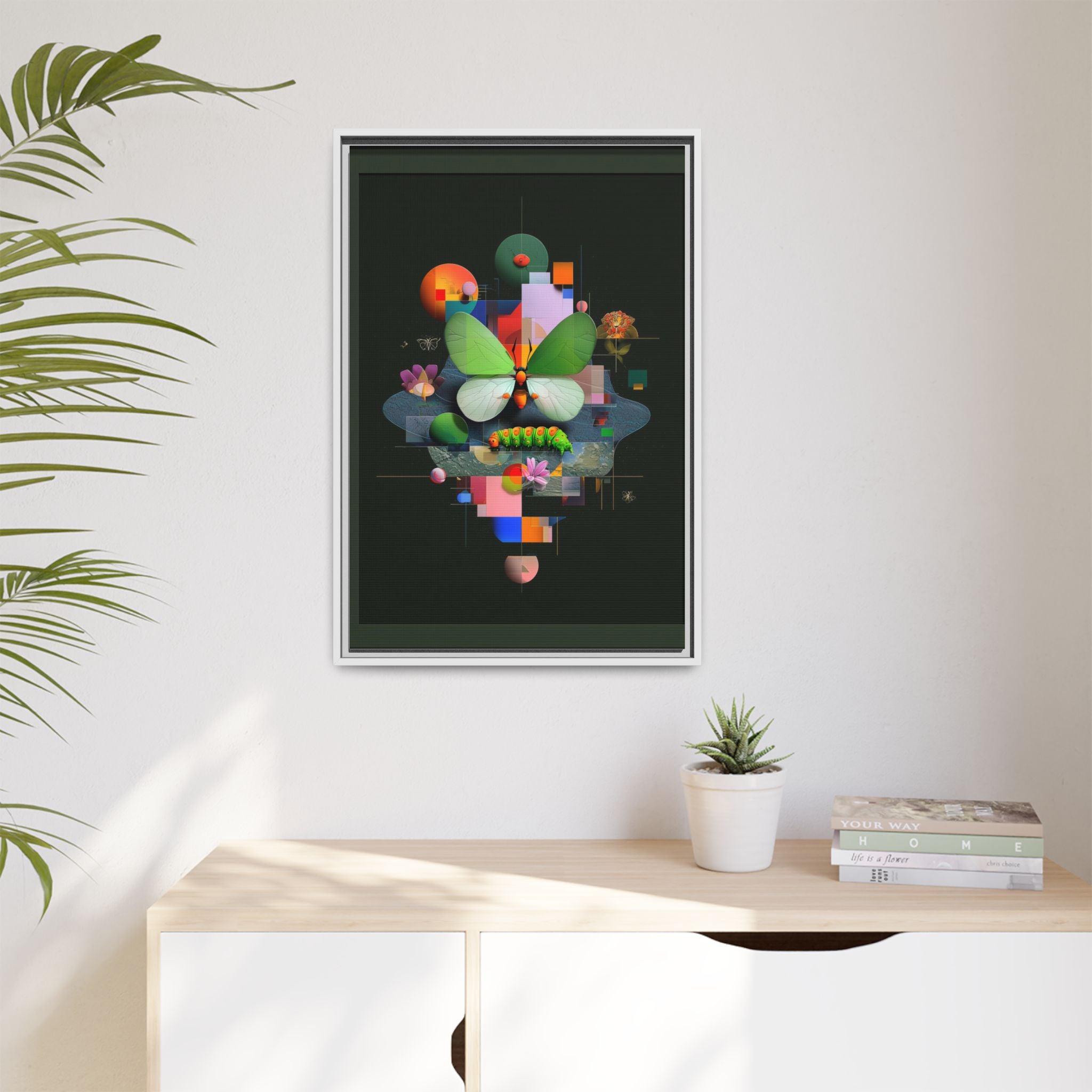 Metamorphosis Geometry Framed Print : Digital Nature Synthesis, Butterfly Abstraction   |  Personalized & Custom Orders Available