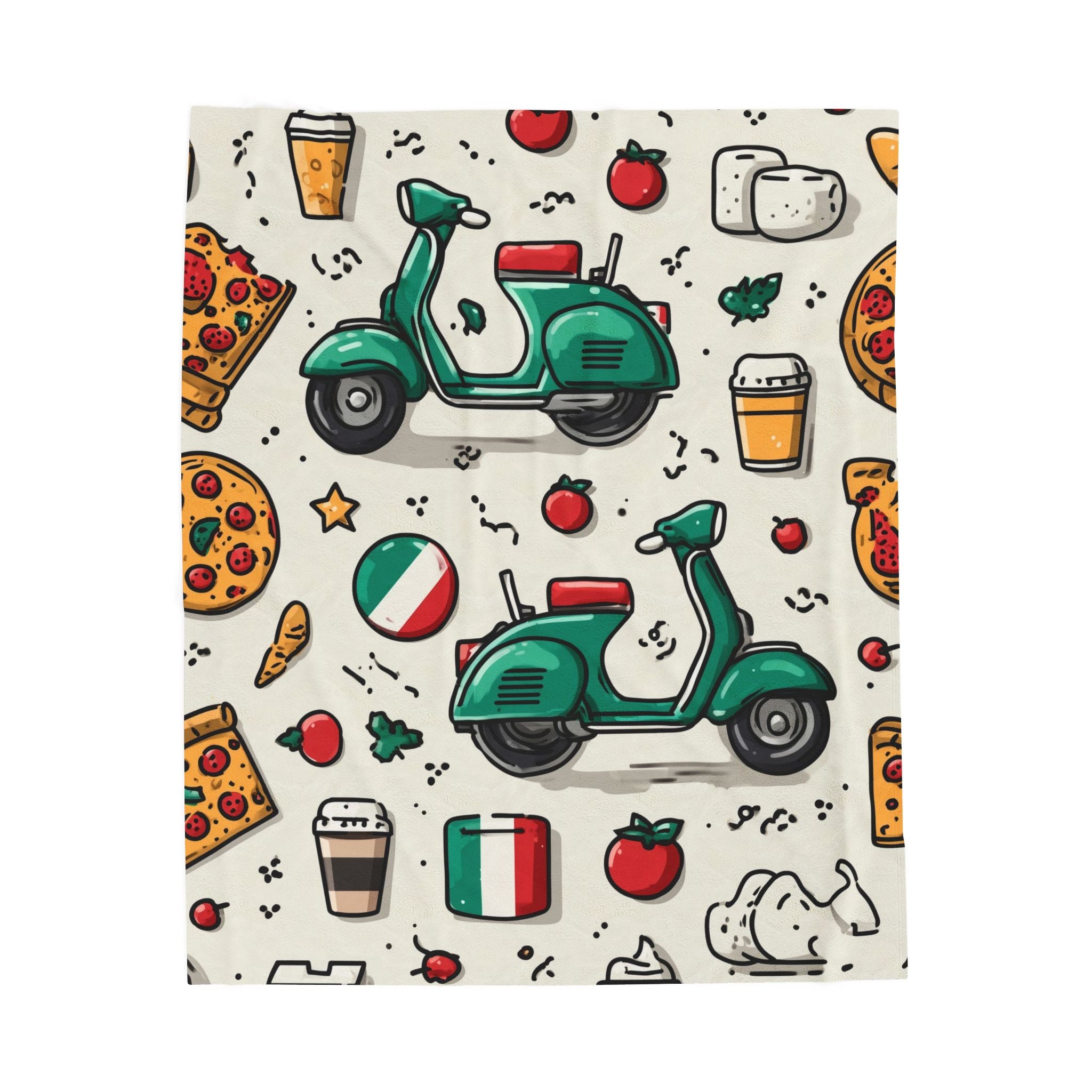 Bellissima Italia Quilt Doona Duvet Cover : Cultural Icons Collage, Italian Design Illustration   |   Custom Orders Accepted