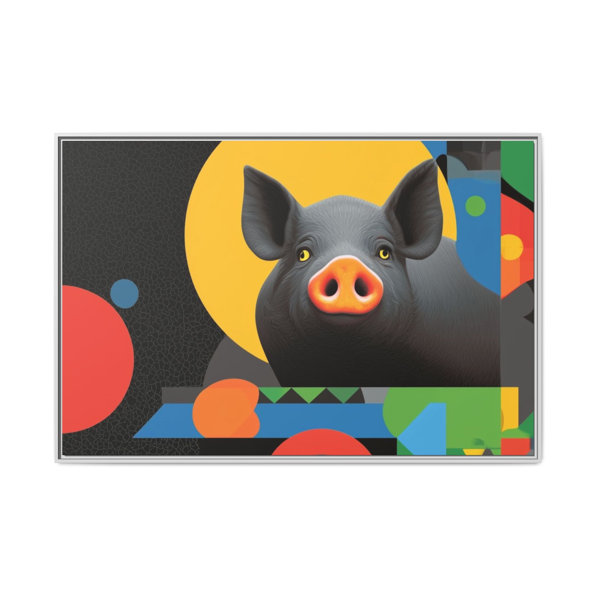 Geometric Pig Poster: Abstract Graphic Design, Colorful Modernist Composition   |    Custom Orders Available