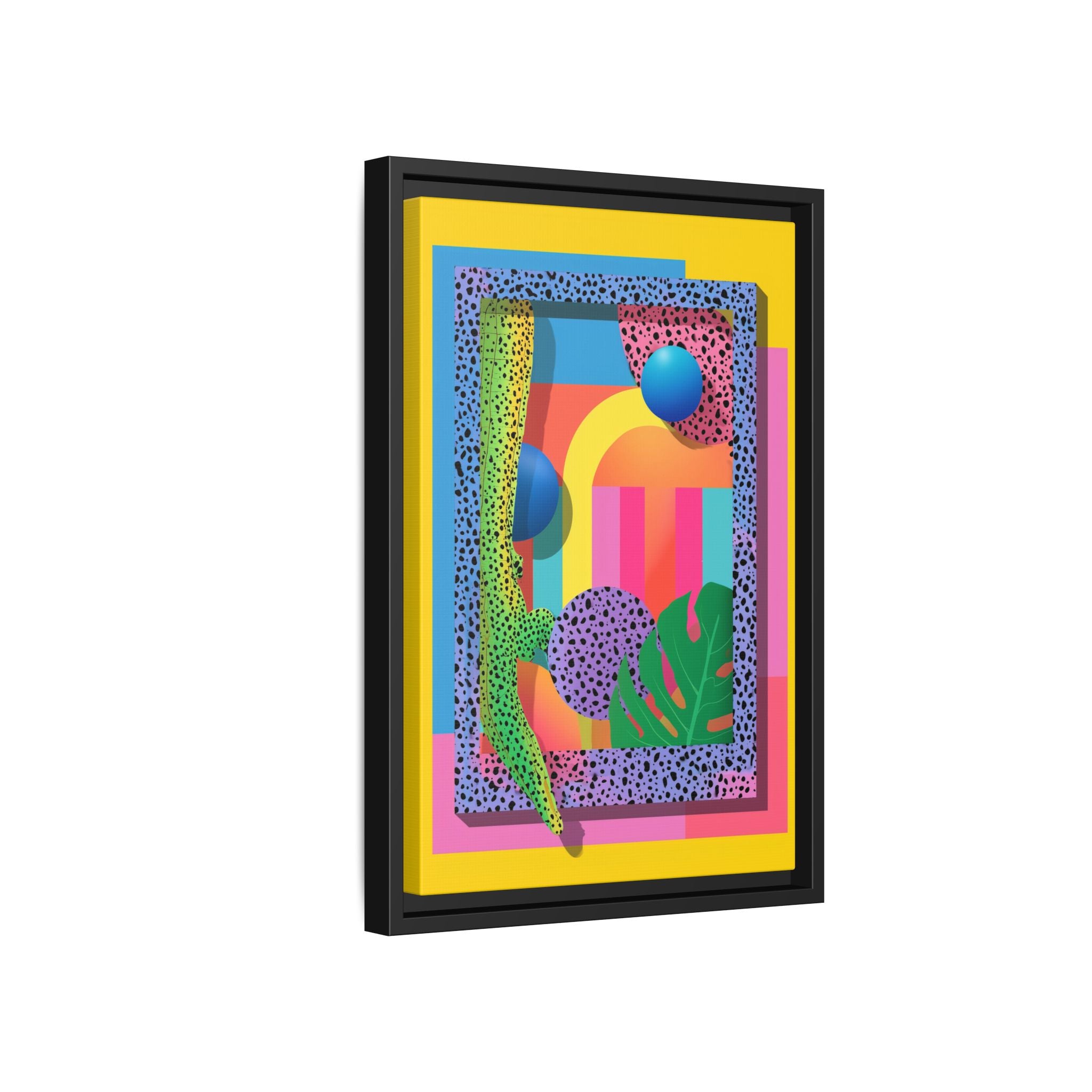 Geometric Rhythms: Abstract Layers of Color, Dimensional Shapes and Tropical Elements, Vibrant Modern Art Composition   |   Custom Orders