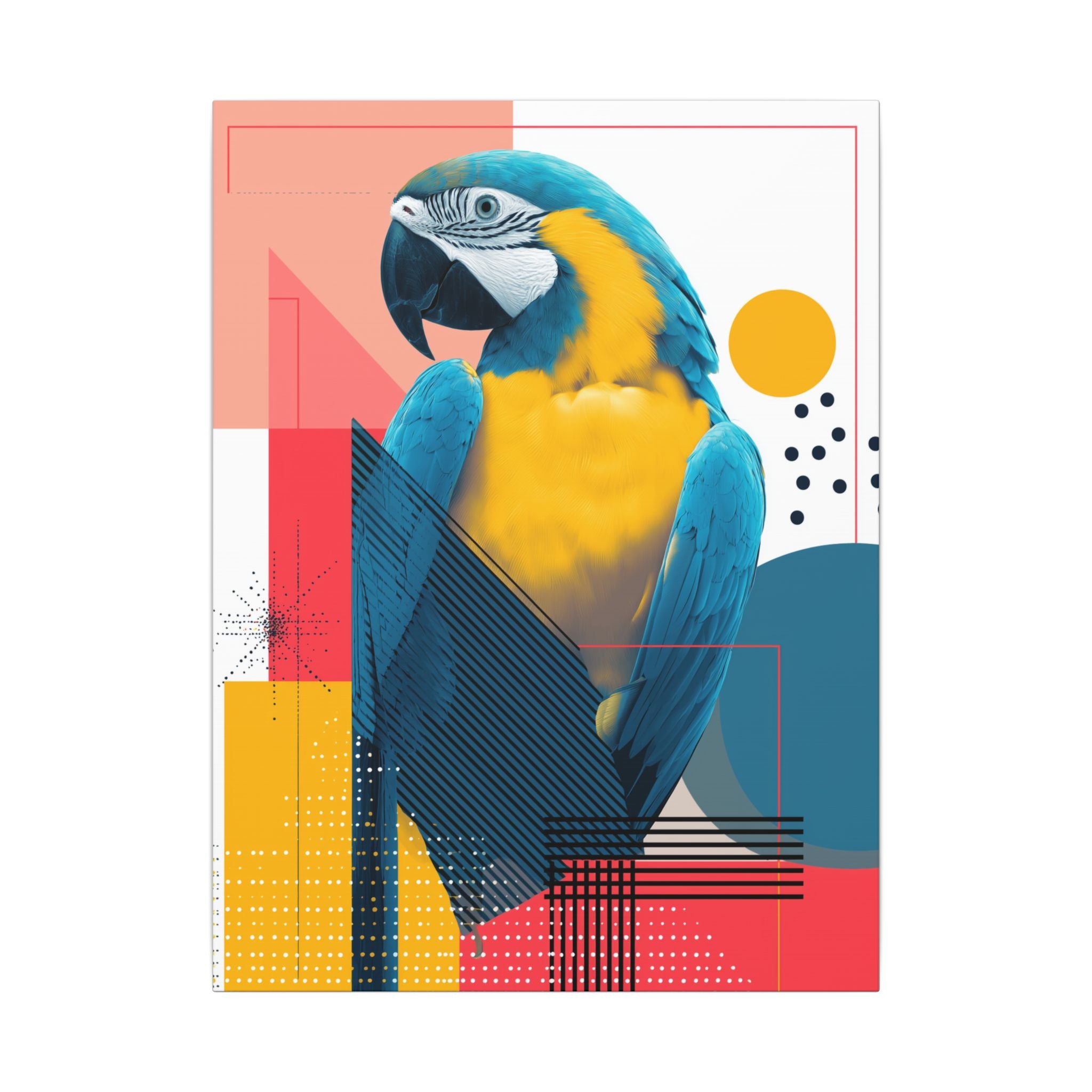 Macaw Geometry: Vibrant Avian Portrait, Modern Graphic Design Print   |    Custom Orders Available
