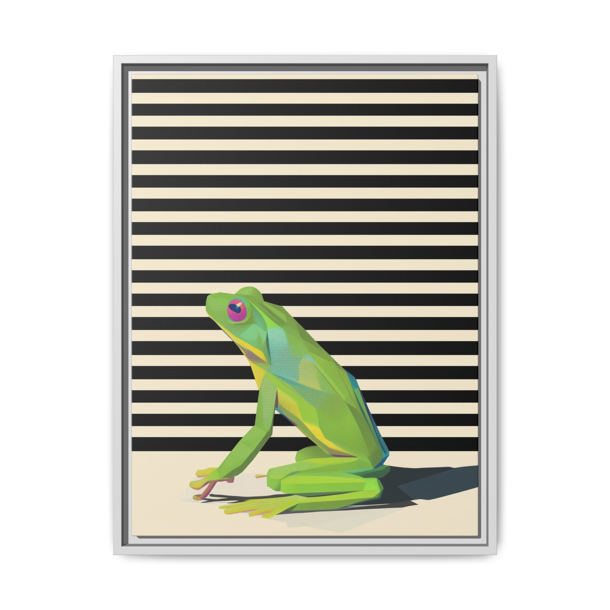 Stylized Frog Portrait Framed Print , Minimalist Pop Art Design   |  Personalized & Custom Orders Available
