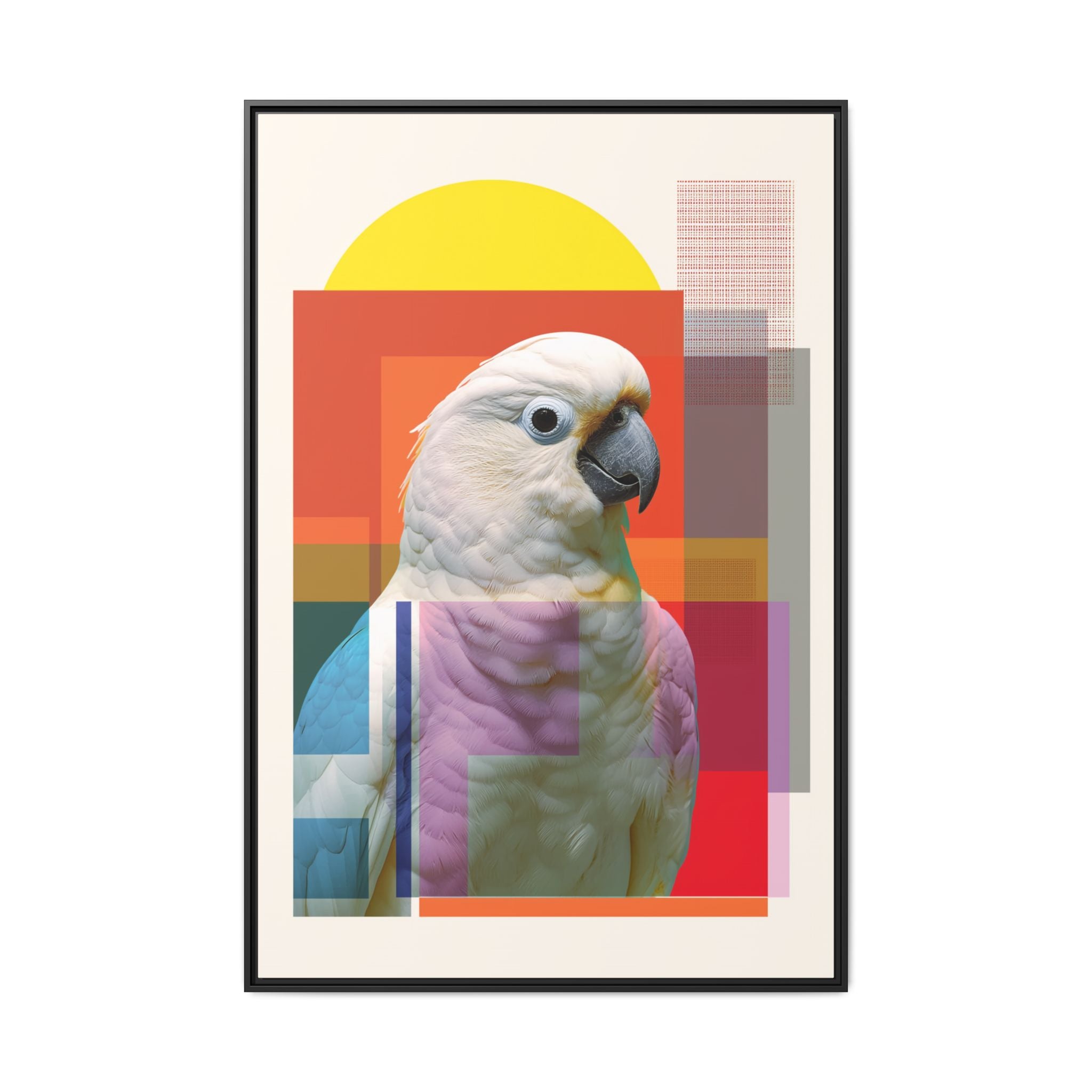 Cockatoo Chromatics Framed Print: Geometric Wildlife Portrait, Contemporary Art Print   |  Personalized & Custom Orders Available
