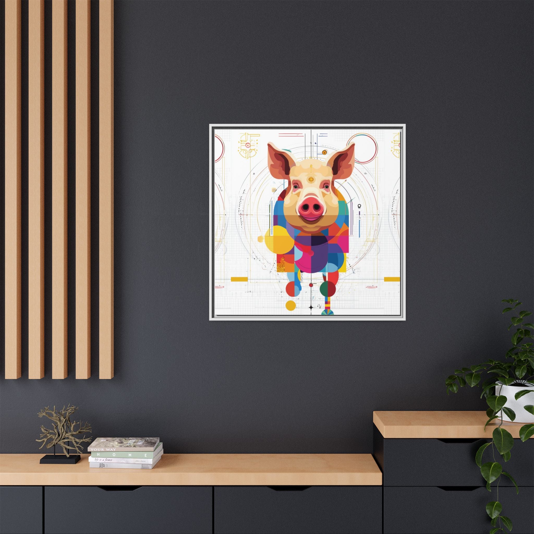Geometric Pig: Digital Cubist Portrait, Mathematical Animal Abstraction   |    Custom Orders Available
