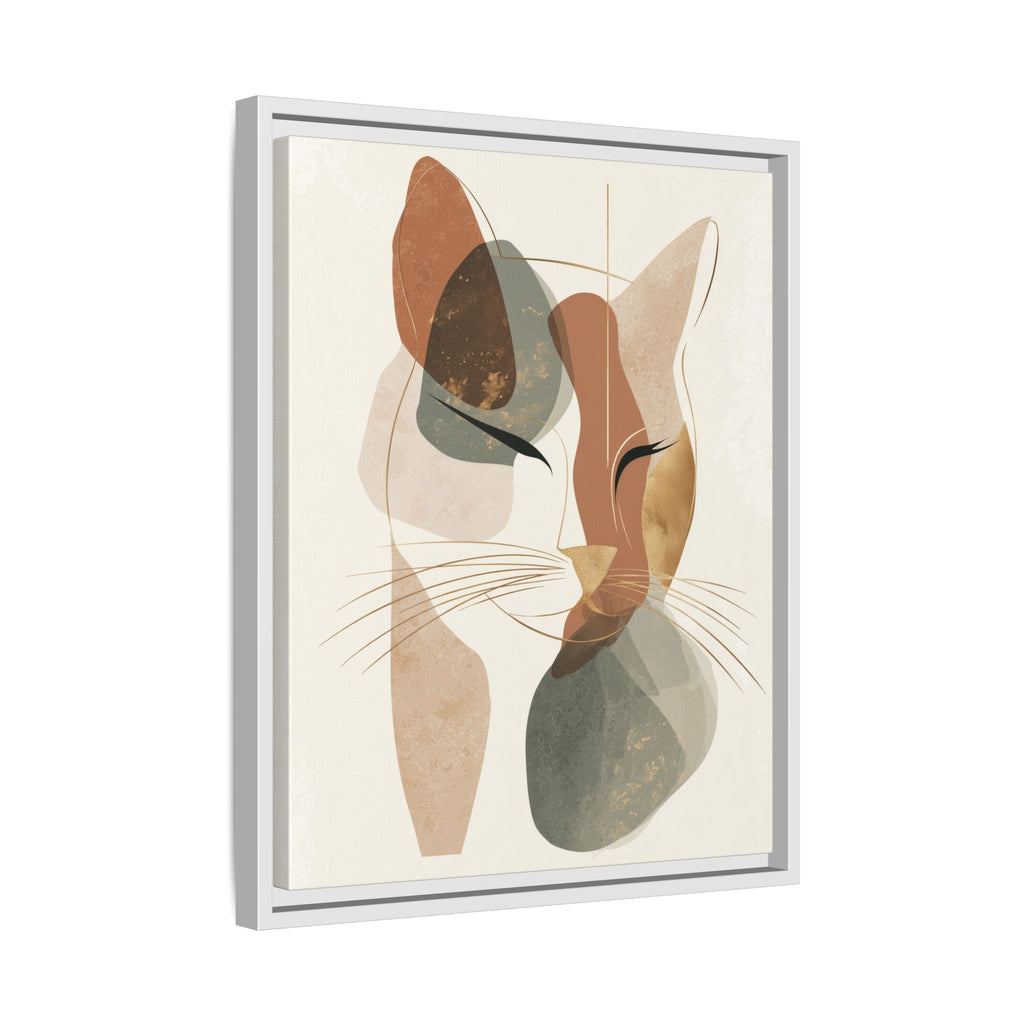 Feline Geometry: Abstract Cat Portrait, Minimalist Earth Tones   |  Personalized & Custom Orders Available
