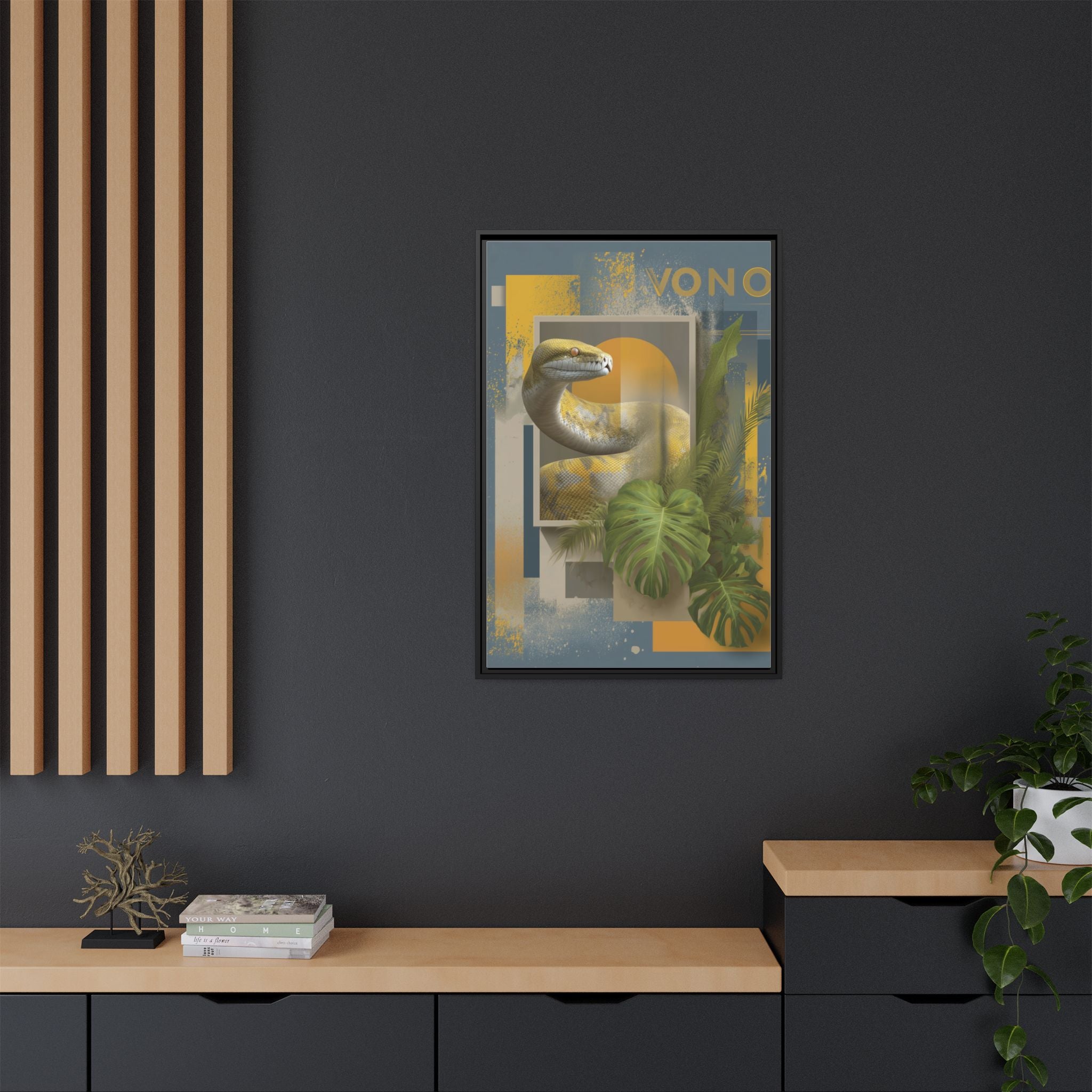 Serpent of Geometric Dimensions: Tropical Vono Design, Abstract Wildlife Art   |  Personalized & Custom Orders Available