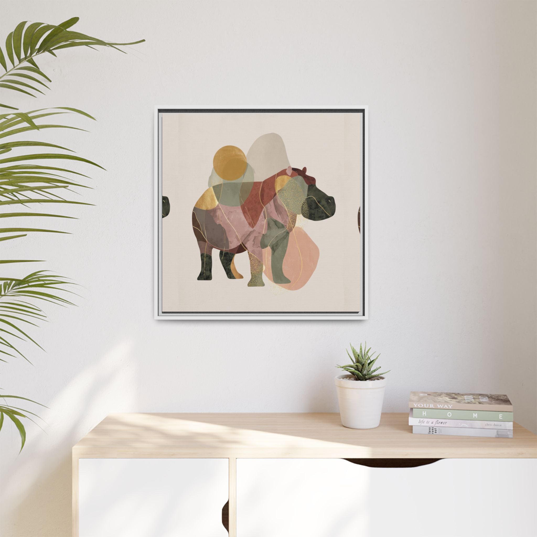 Geometric Hippo: Abstract Animal Art, Modern Watercolor Shapes   |  Personalized & Custom Orders Available