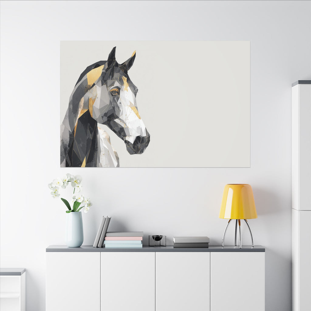 Geometric Equine Elegance: Polygonal Horse Portrait, Modern Digital Art, Metallic Cubist Interpretation   |  Personalized & Custom Orders