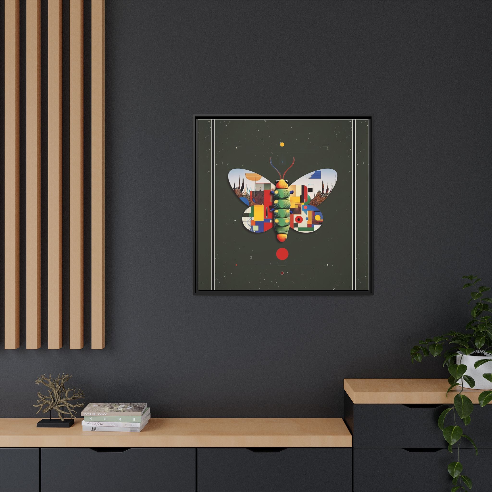 Geometric Butterfly Framed Print : Digital Cubist Interpretation, Modernist Entomological Design   |  Personalized & Custom Orders Available