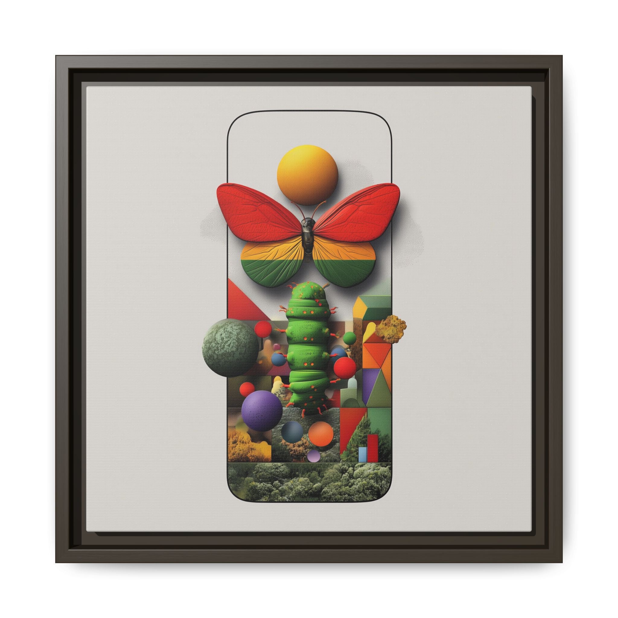 Metamorphosis Framed Print : Geometric Nature Transformation, Vibrant Butterfly Composition   |  Personalized & Custom Orders Available